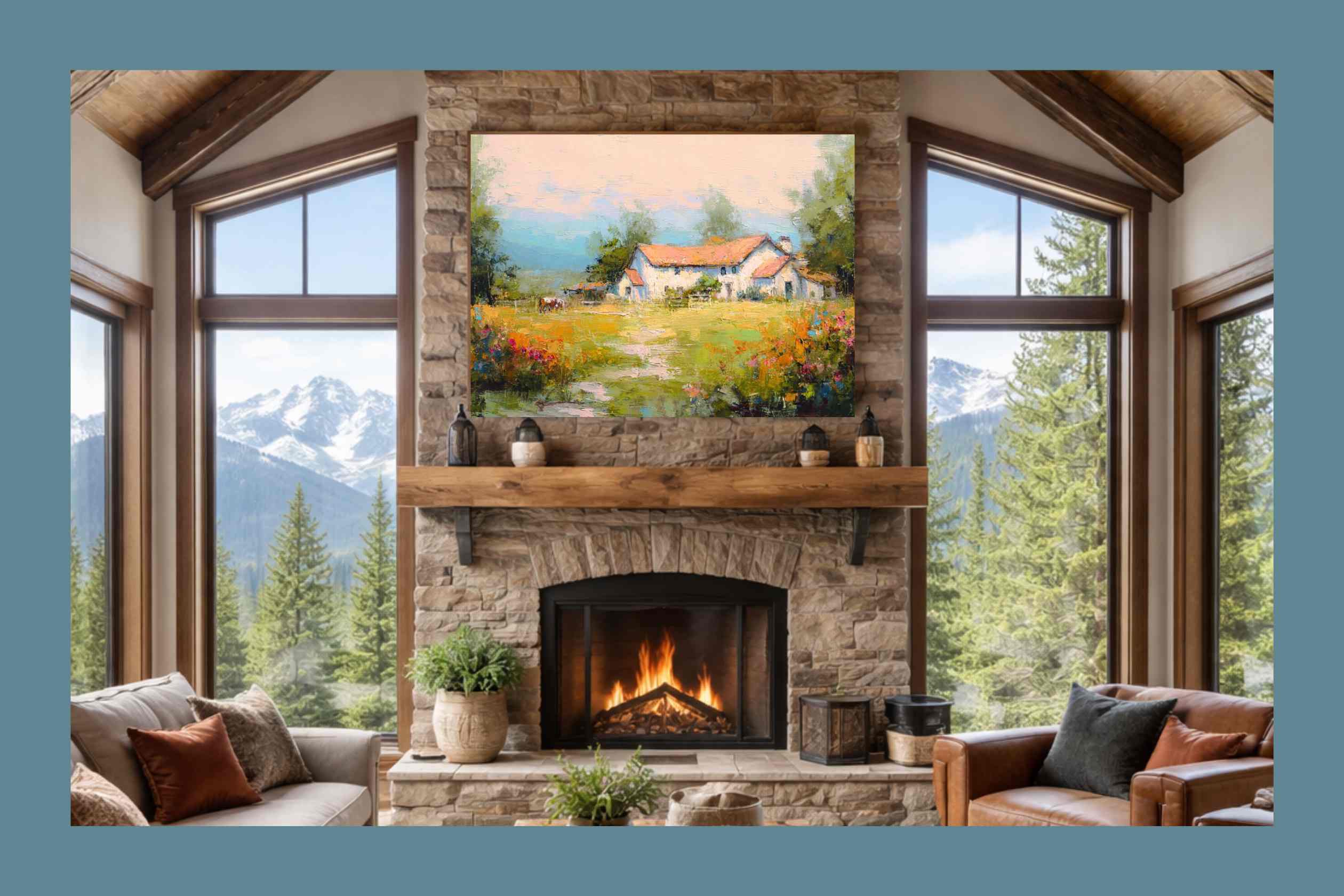 Blue Ridge Wildflower Farm| Impressionist Print| Southern Farmhouse| Wall Art, Giclée on Canvas, Wood, Metal. Fine Art Paper
