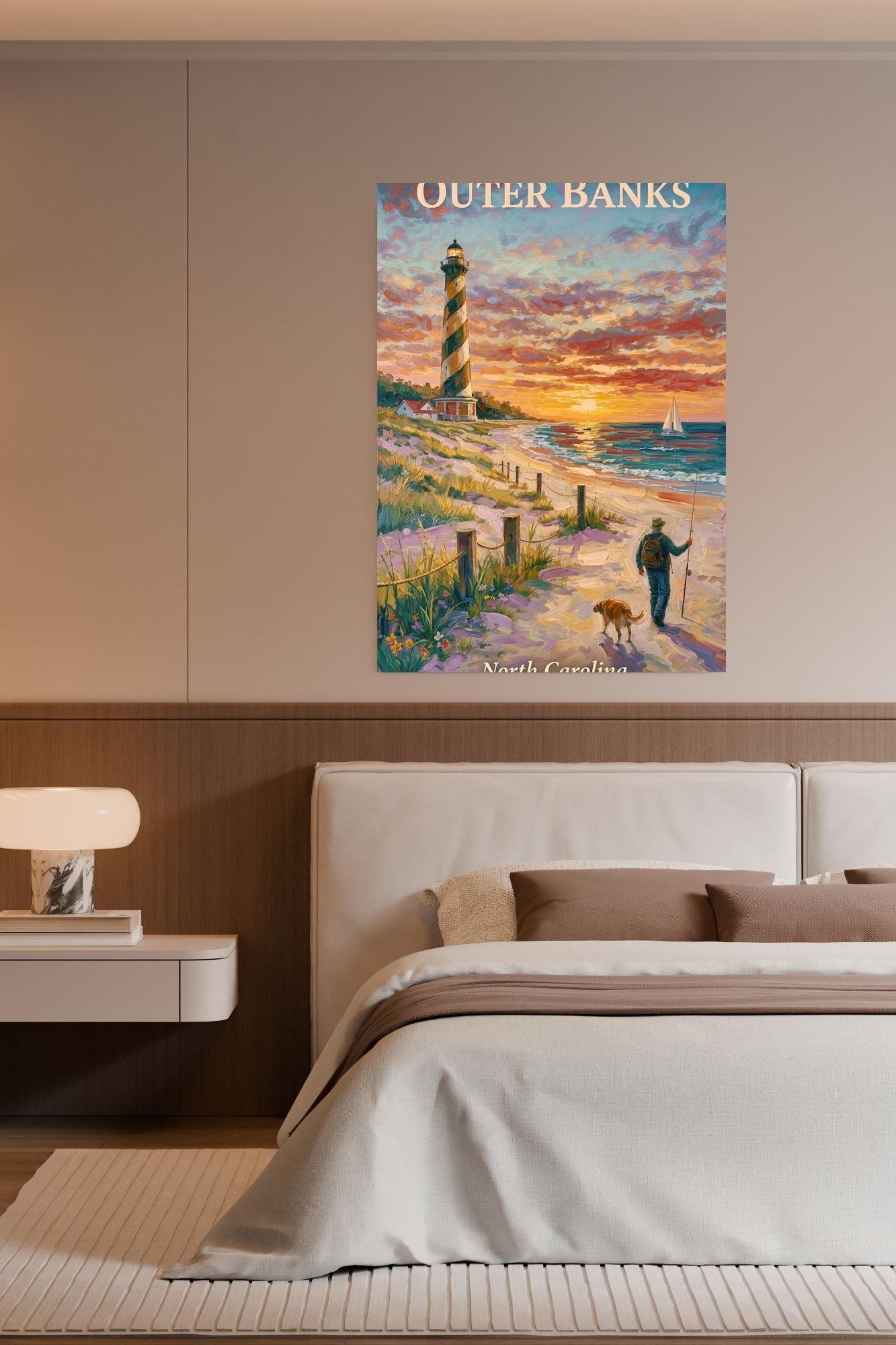 Outer Banks Lighthouse| North Carolina Ocean Print| Beach Art| Travel Poster| Giclee Paper- Wood- Metal- Canvas