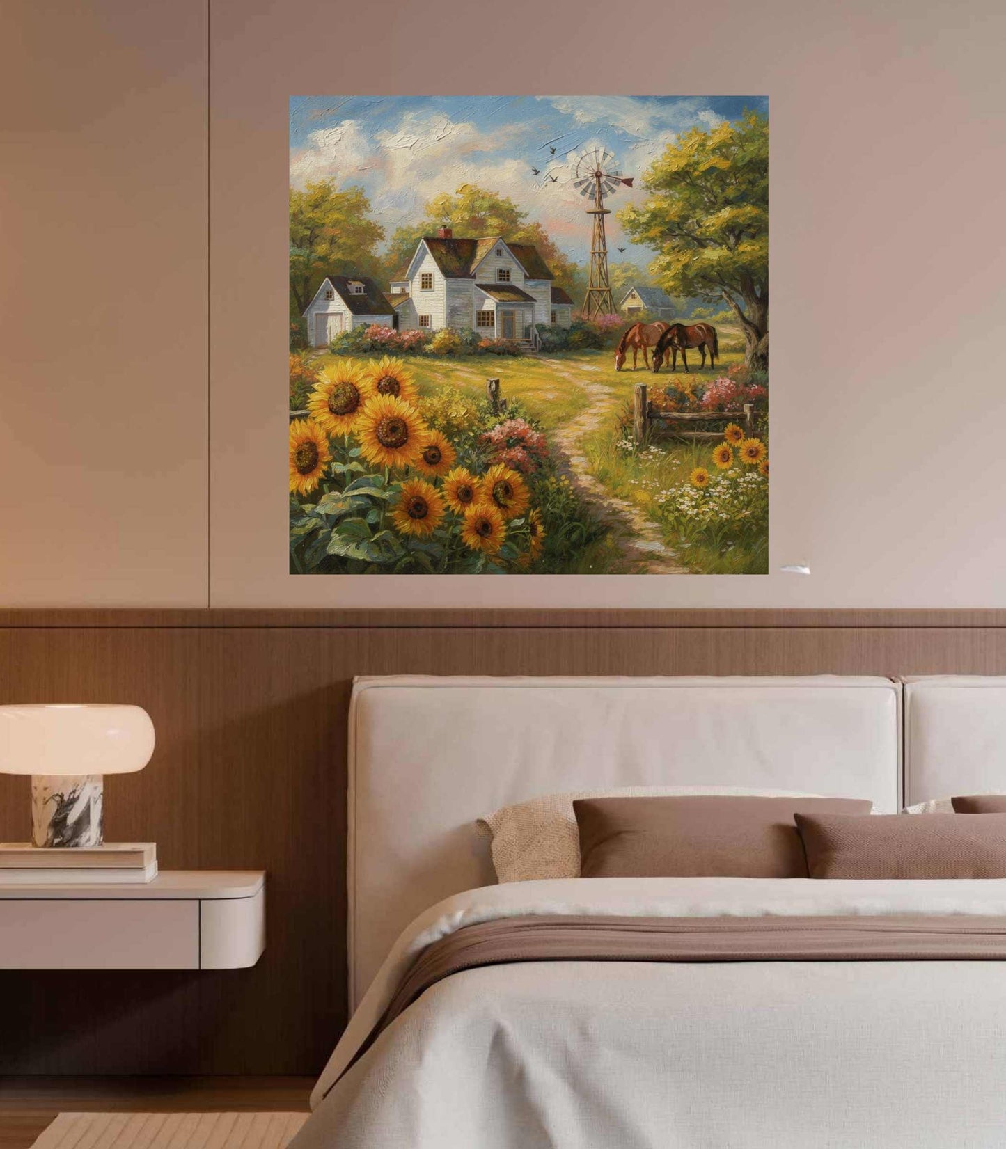 Sunflower Farm | Bee Art Prints| Farmhouse Garden Prints| Giclee Paper- Wood- Metal- Canvas