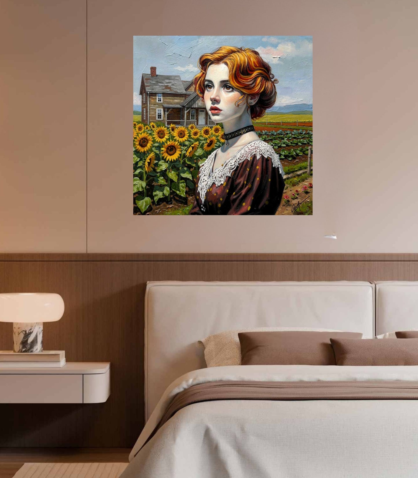 Vintage Farm Girl| Harvest Art| Giclee Paper- Wood- Metal- Canvas