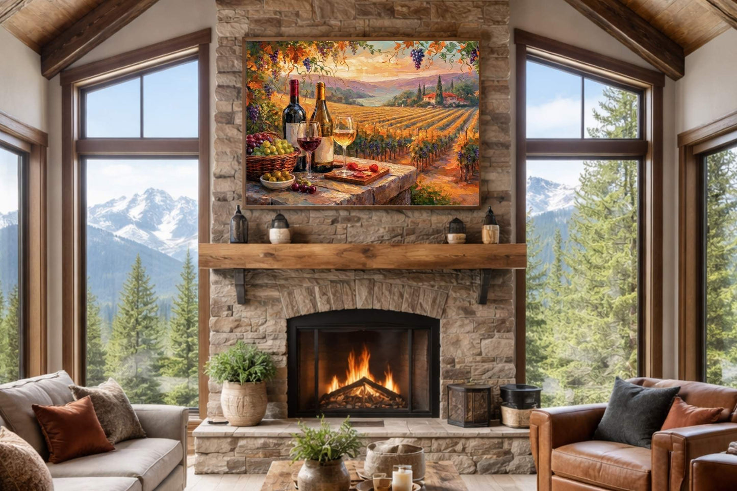 Visit the Mountains Birdhouse | Colorful Mountain Cabin Garden Art | Whimsical Impressionist Birdhouse Painting | Cottage & Cabin Wall Decor