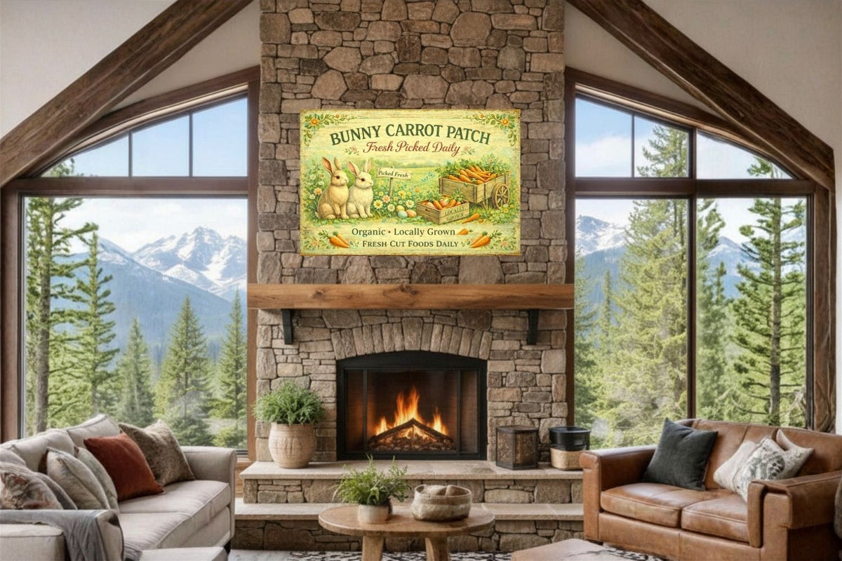 Bunny Carrot Patch Art| Giclee Paper,  Prints, Canvas, Wood, or Metal Art