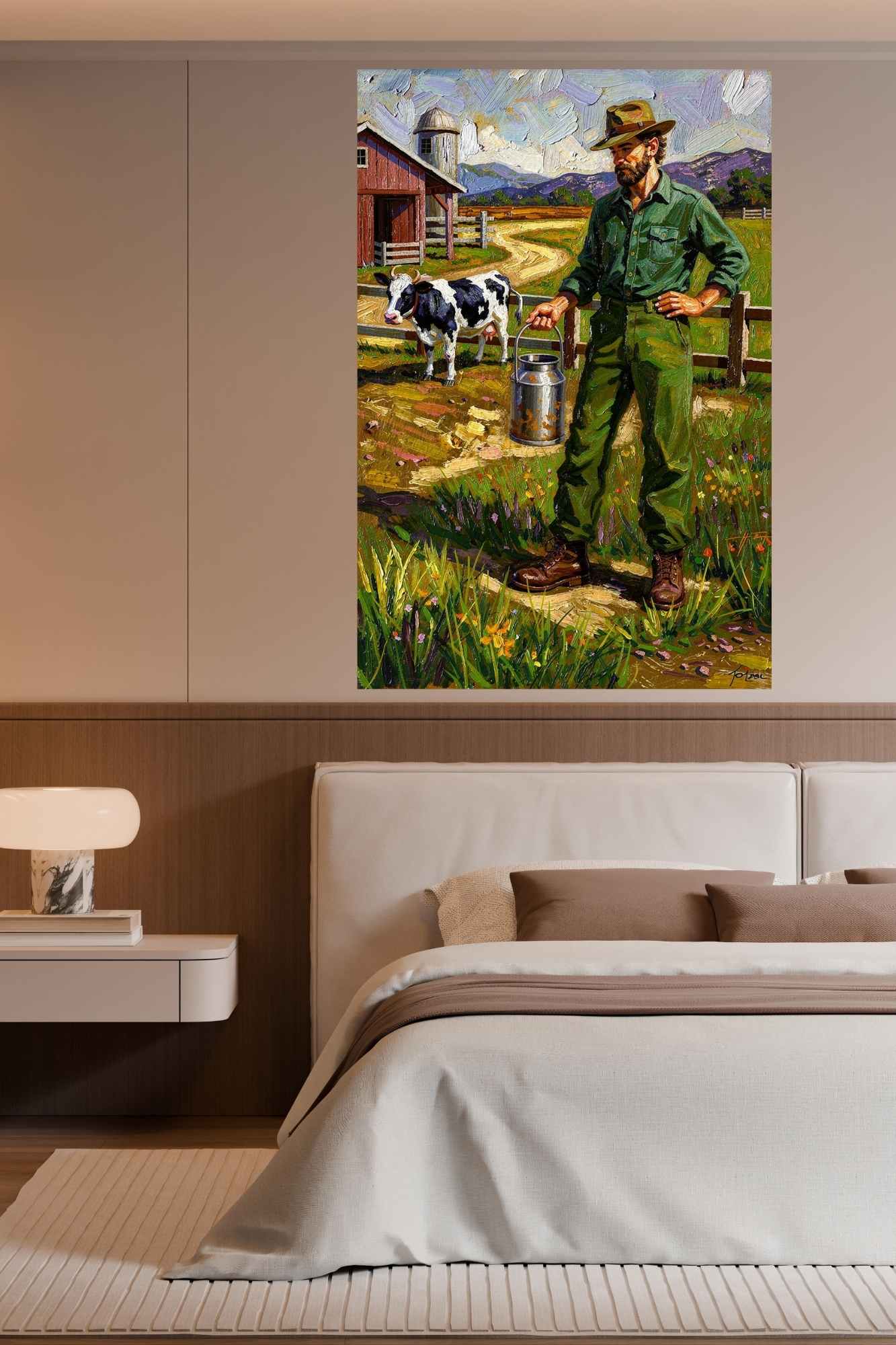 Dairy Farmer| Farm Cow Art| Giclee Paper- Wood- Metal- Canvas