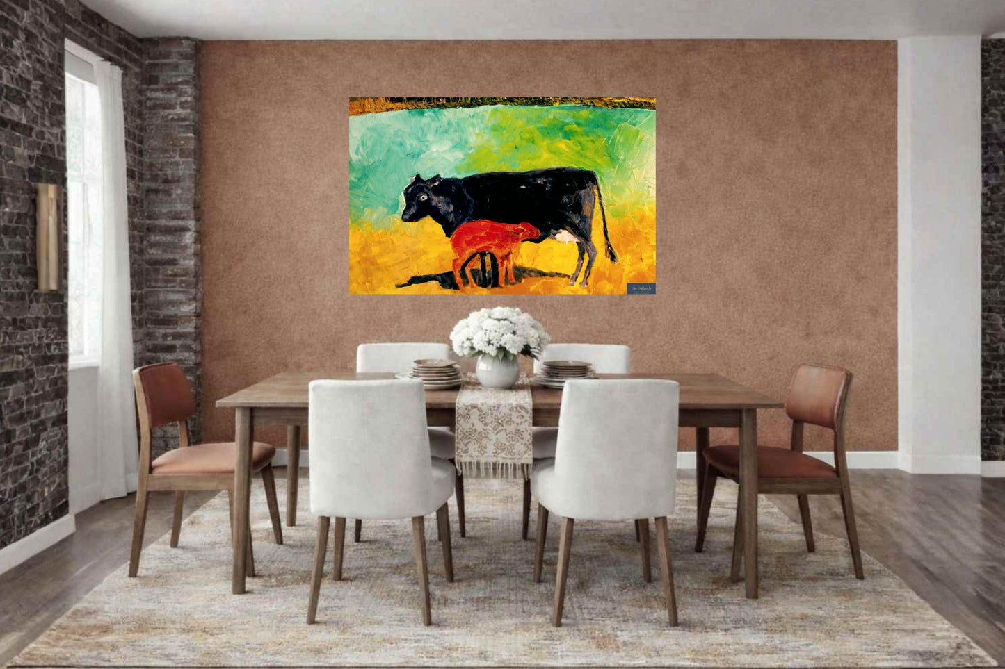 Allison's Cow and Calf Fine| Original Teresa Johnson Print | Western Decor |-Giclee Paper- Wood- Metal- Canvas