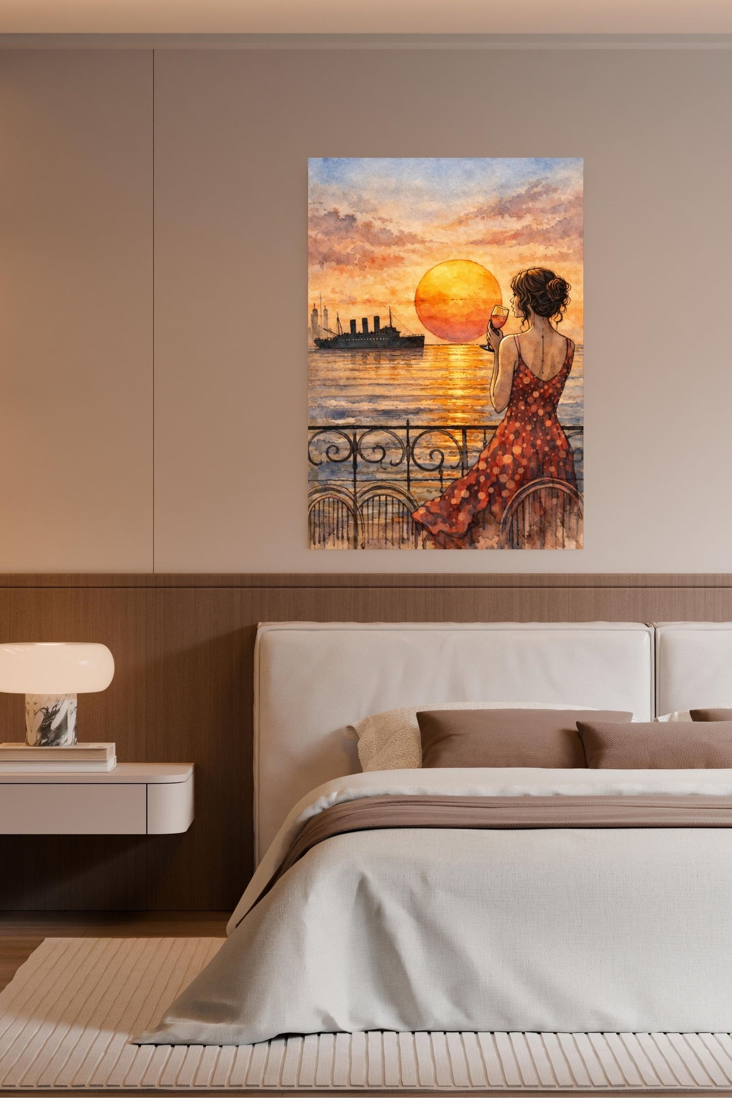 Sunset Views Of Caribbean Ship| Coastal Ocean Art. Giclee Paper- Wood- Metal- Canvas