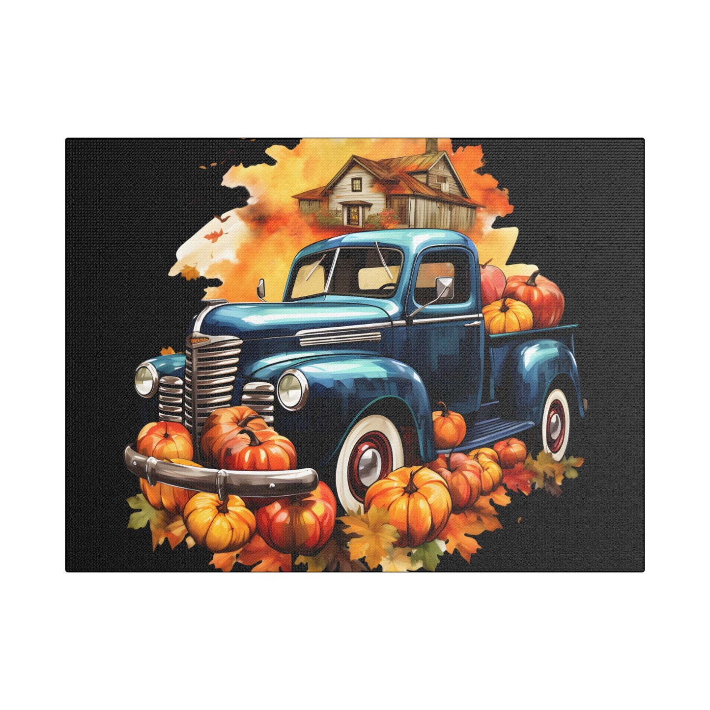 Fall Truck Art- Gallery Wrapped- Satin Stretched Canvas Gallery Wraps - No Frame Needed