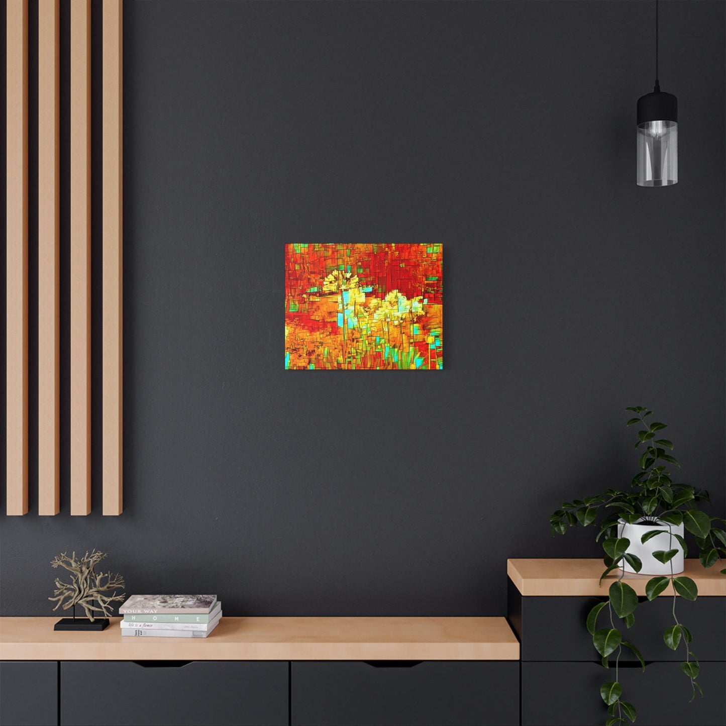 Red Garden Art- Gallery Wrapped- Satin Stretched Canvas Gallery Wraps - No Frame Needed