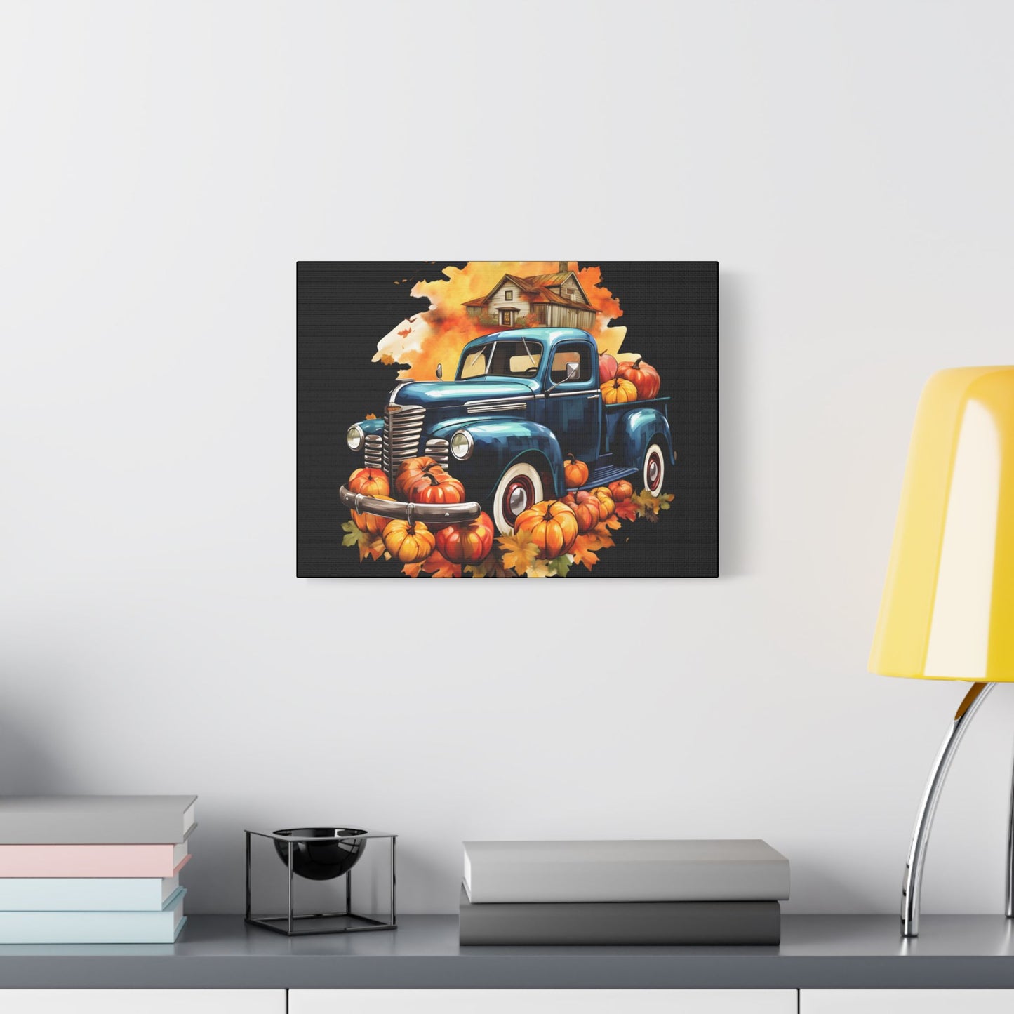 Fall Truck Art- Gallery Wrapped- Satin Stretched Canvas Gallery Wraps - No Frame Needed