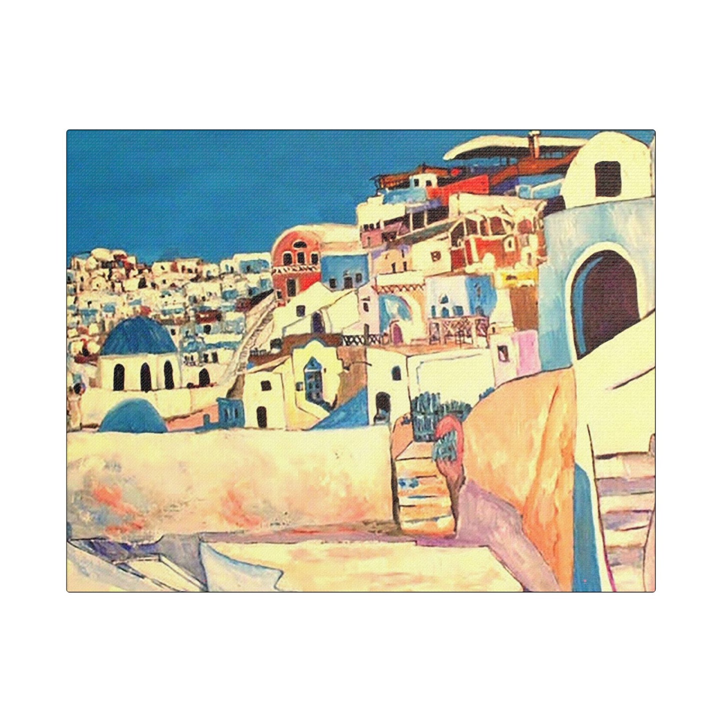 Visit Greece - Art- Gallery Wrapped- Satin Stretched Canvas Gallery Wraps - No Frame Needed