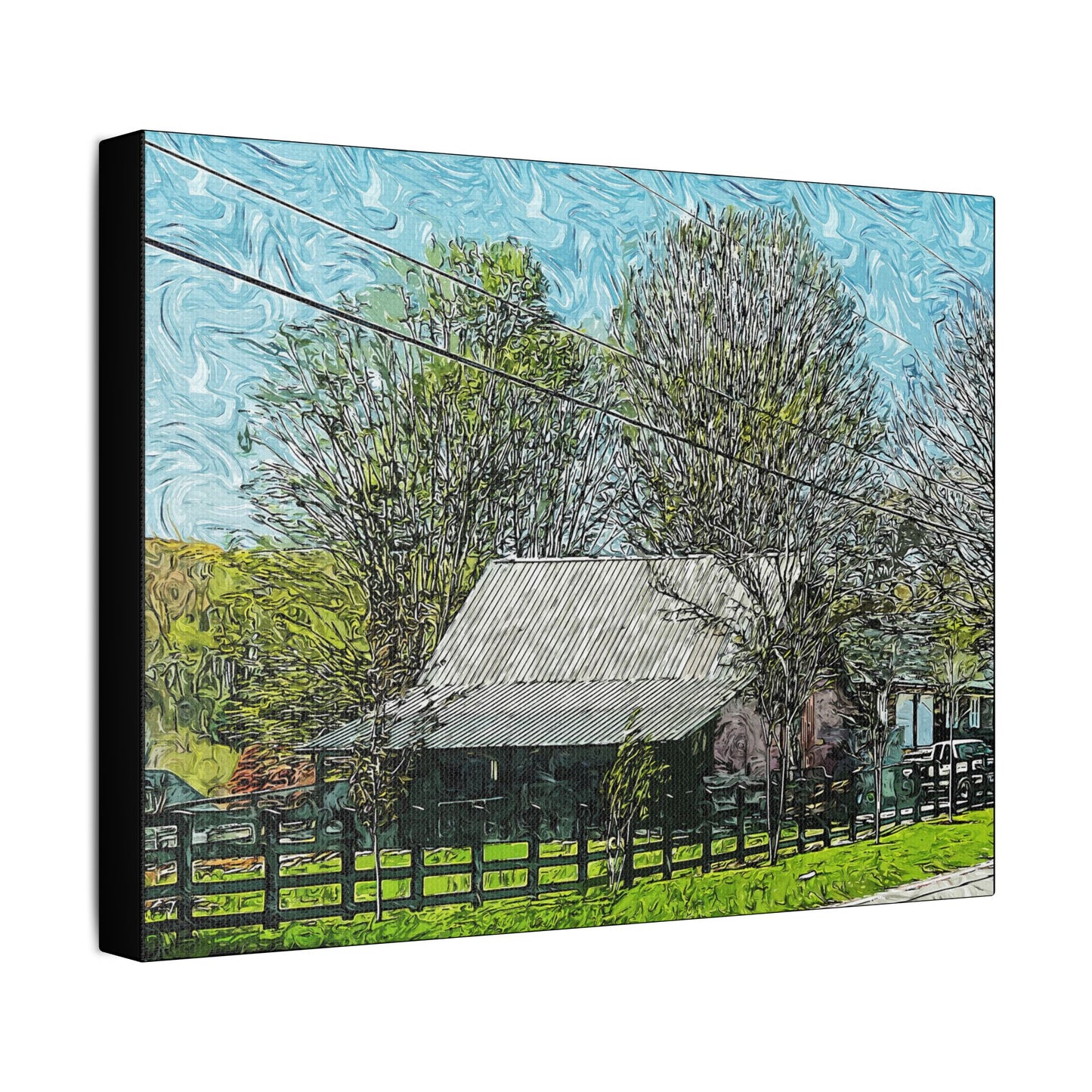 Farm Building- Art- Gallery Wrapped- Satin Stretched Canvas Gallery Wraps - No Frame Needed