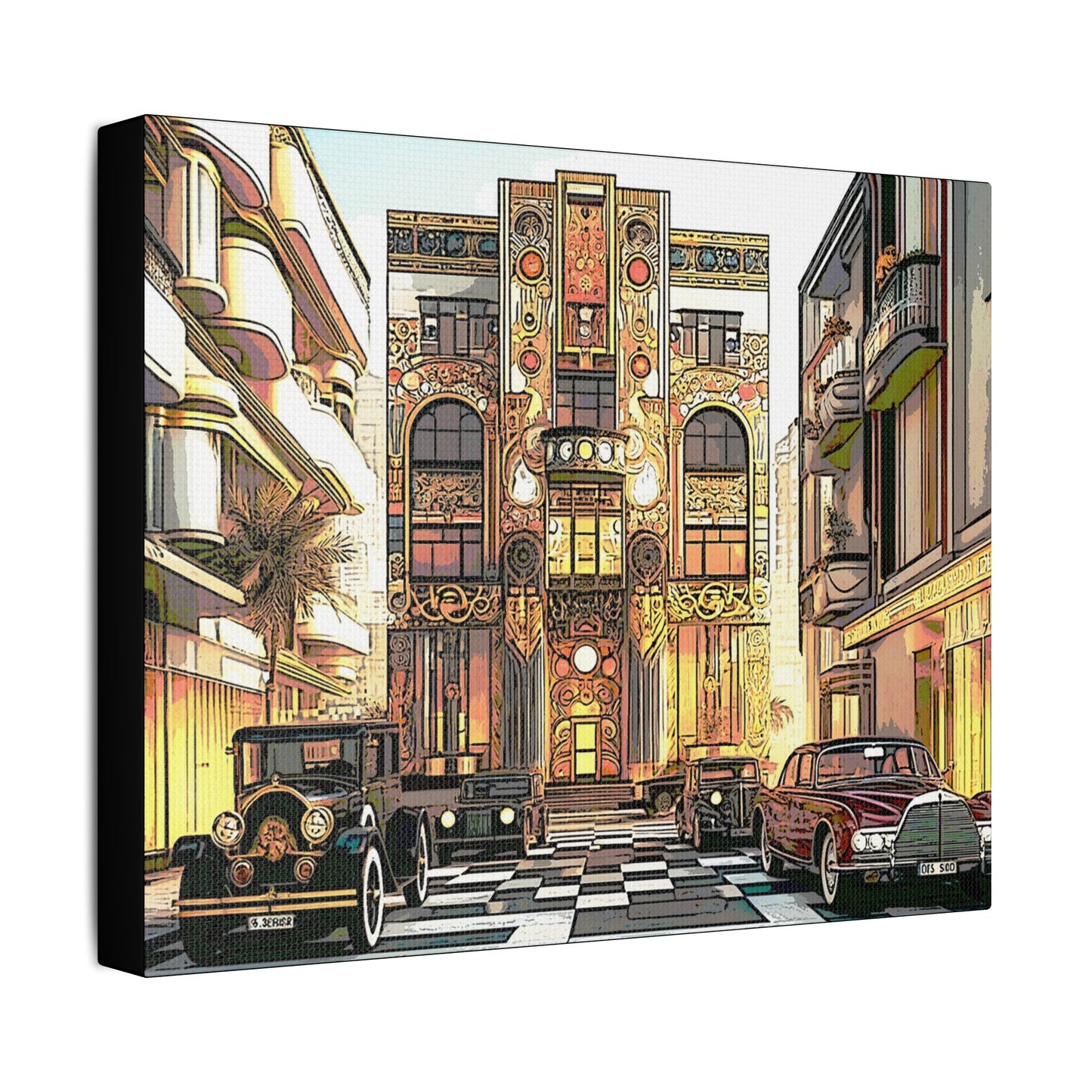 Art Deco Vintage- Art- Gallery Wrapped- Satin Stretched Canvas Gallery Wraps - No Frame Needed