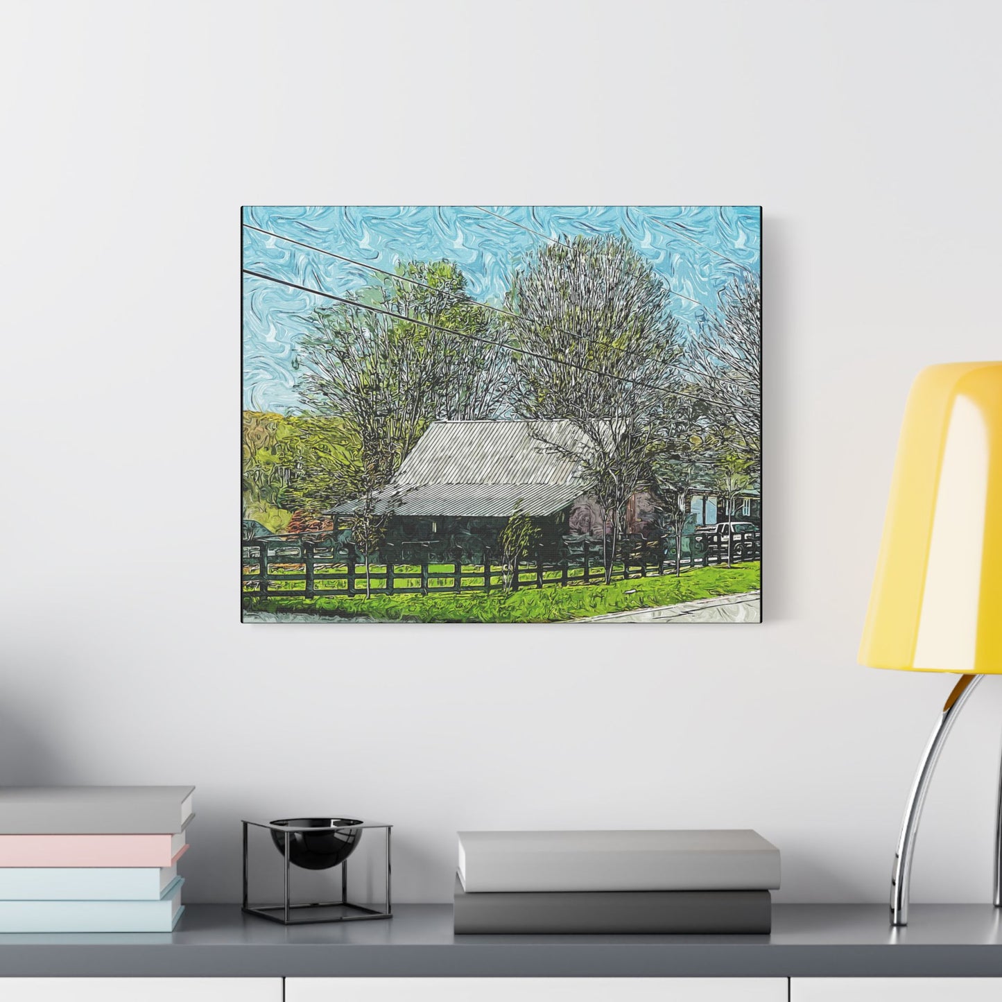 Farm Building- Art- Gallery Wrapped- Satin Stretched Canvas Gallery Wraps - No Frame Needed