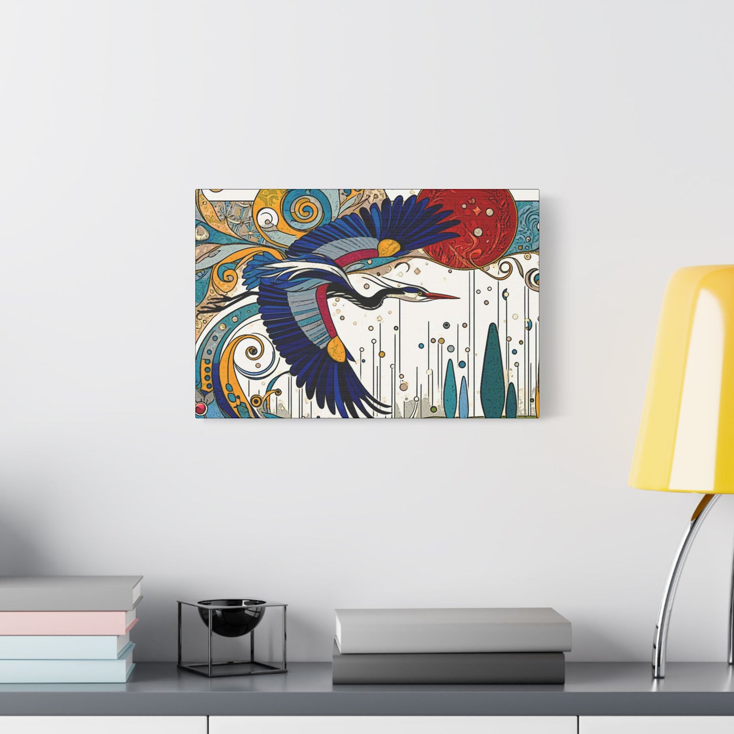 Blue Heron- Art- Gallery Wrapped- Satin Stretched Canvas Gallery Wraps - No Frame Needed