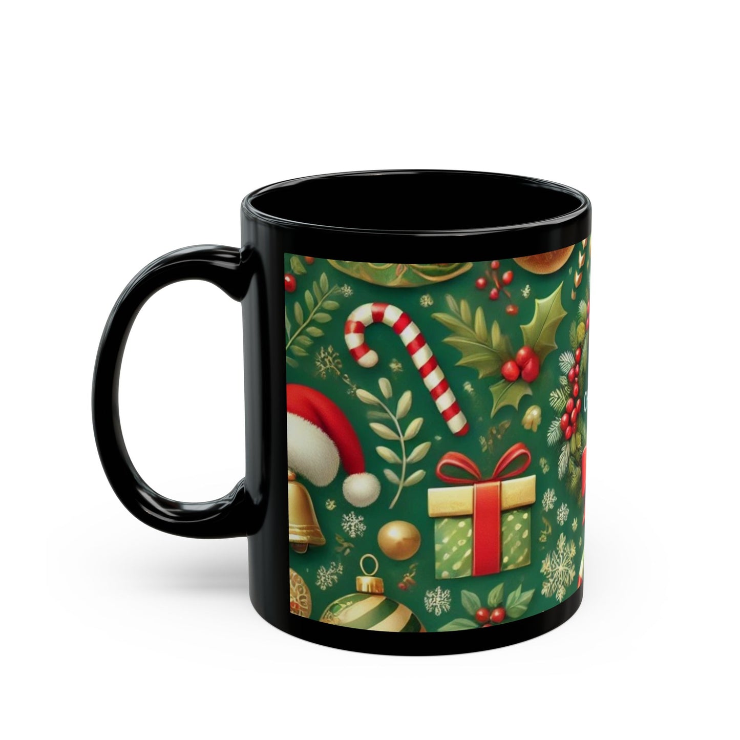 Merry Christmas- 11 oz or 15 oz Ceramic Black Mugs
