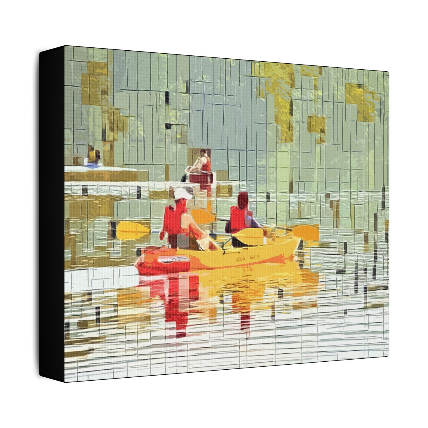 Kayaking in the River - Art- Gallery Wrapped- Satin Stretched Canvas Gallery Wraps - No Frame Needed