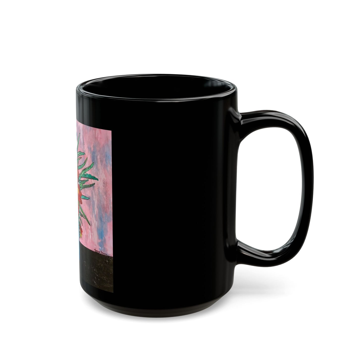 A Gift of Flowers- 11 oz or 15 oz Ceramic Black Mugs