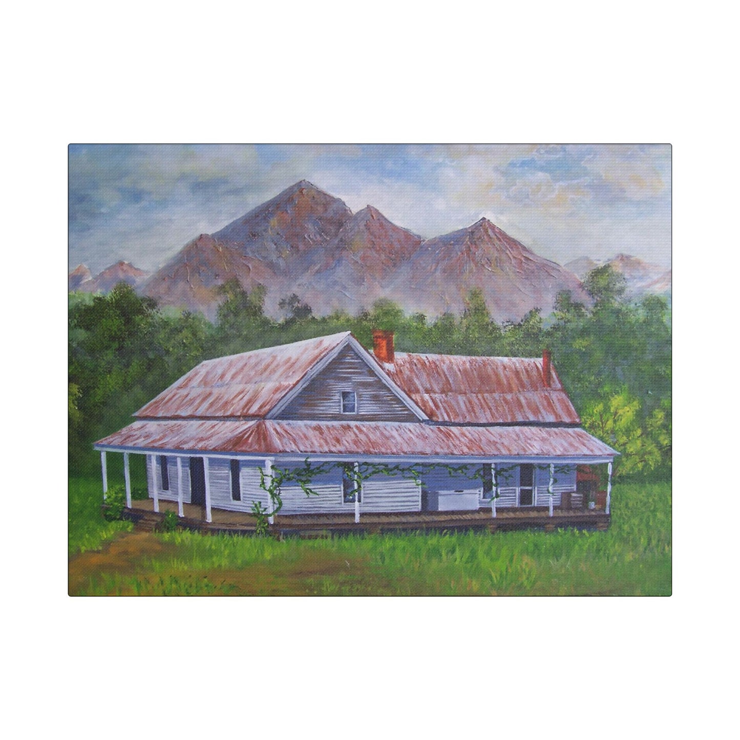 Mountain House- Art- Gallery Wrapped- Satin Stretched Canvas Gallery Wraps - No Frame Needed