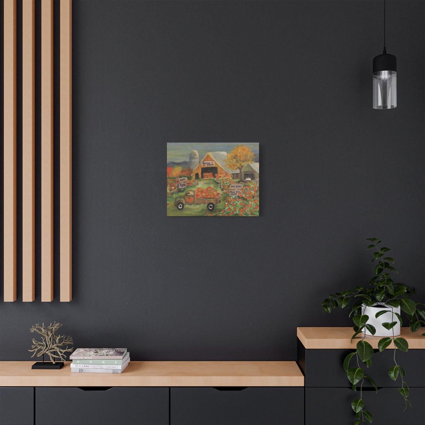 October Pumpkin Farm - Art- Gallery Wrapped- Satin Stretched Canvas Gallery Wraps - No Frame Needed