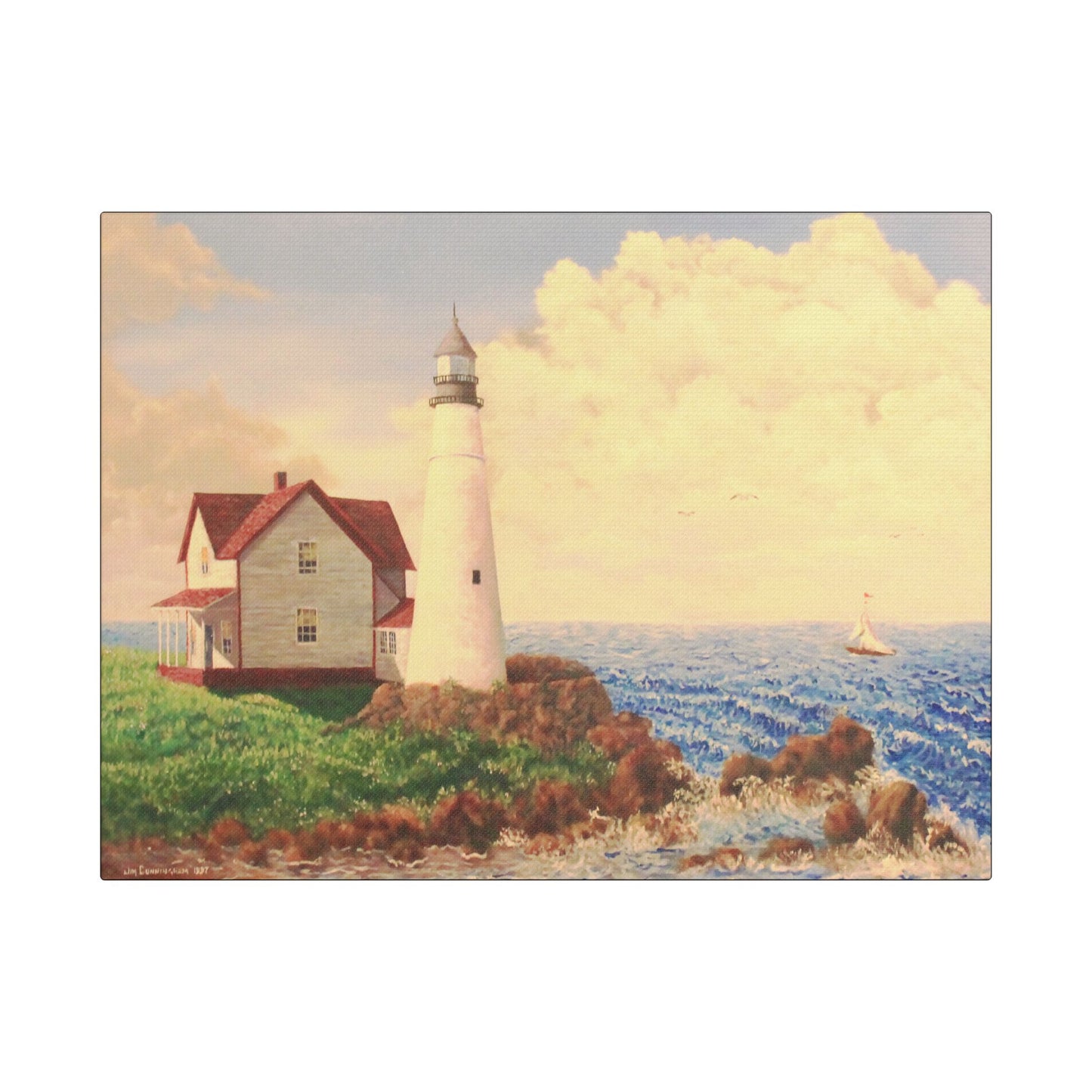 The Lighthouse- Art- Gallery Wrapped- Satin Stretched Canvas Gallery Wraps - No Frame Needed