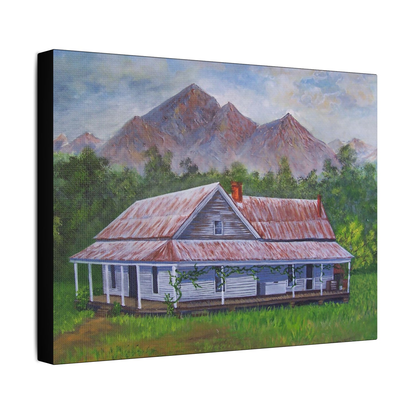 Mountain House- Art- Gallery Wrapped- Satin Stretched Canvas Gallery Wraps - No Frame Needed