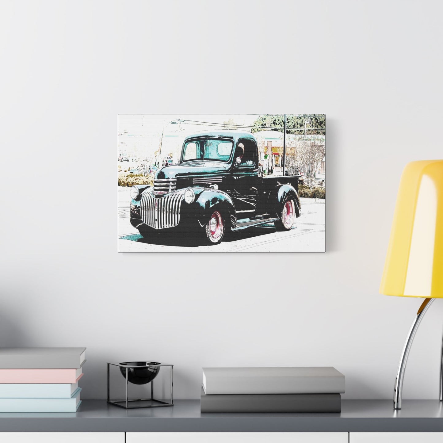 Black Vintage Truck- Art- Gallery Wrapped- Satin Stretched Canvas Gallery Wraps - No Frame Needed