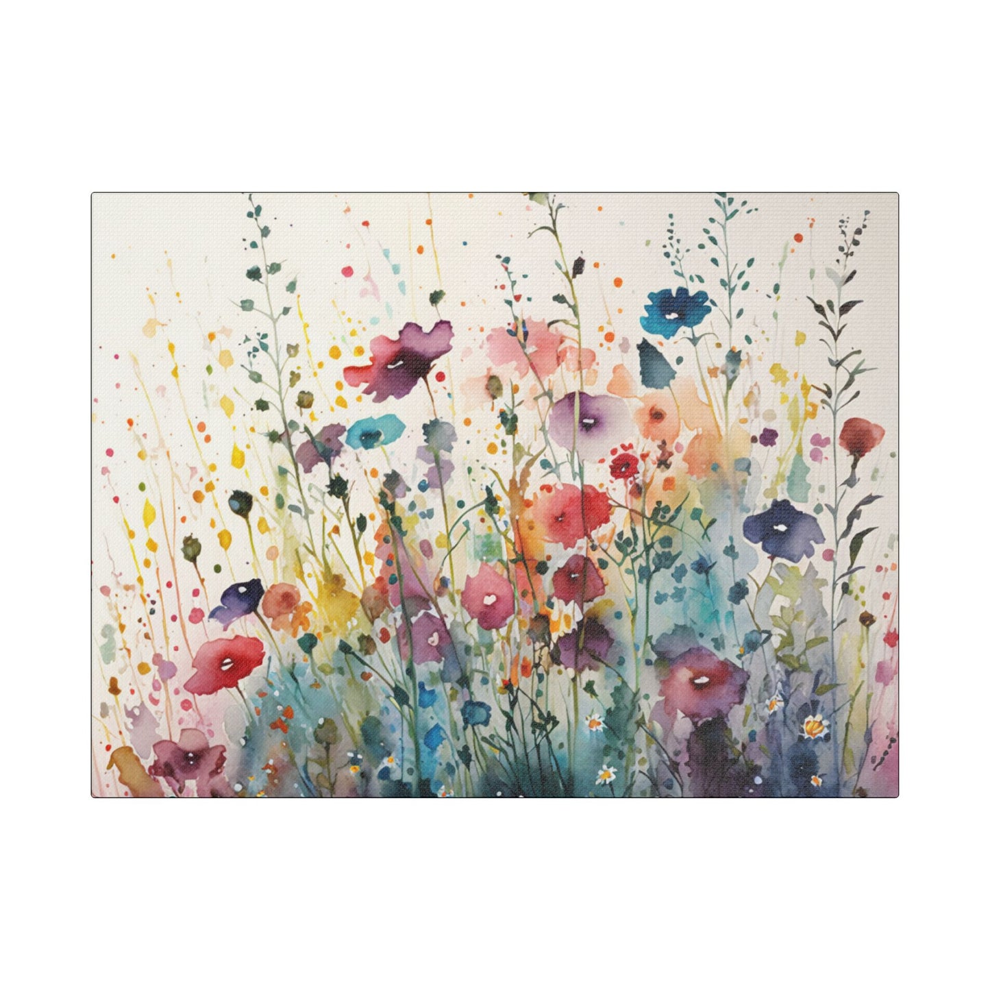 Watercolor Wildflowers- Art- Gallery Wrapped- Satin Stretched Canvas Gallery Wraps - No Frame Needed