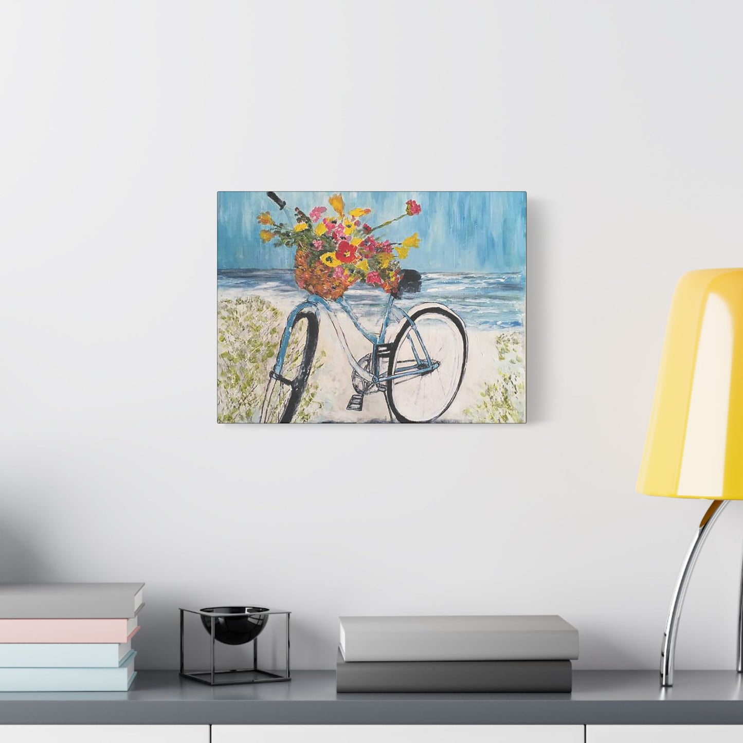 Biking on the Beach- Art- Gallery Wrapped- Satin Stretched Canvas Gallery Wraps - No Frame Needed