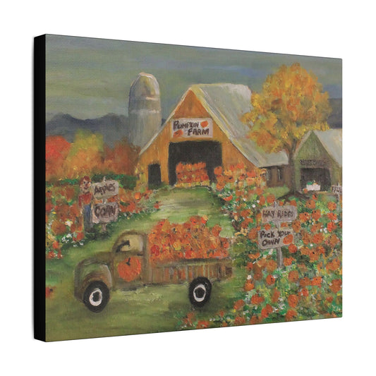 October Pumpkin Farm - Art- Gallery Wrapped- Satin Stretched Canvas Gallery Wraps - No Frame Needed