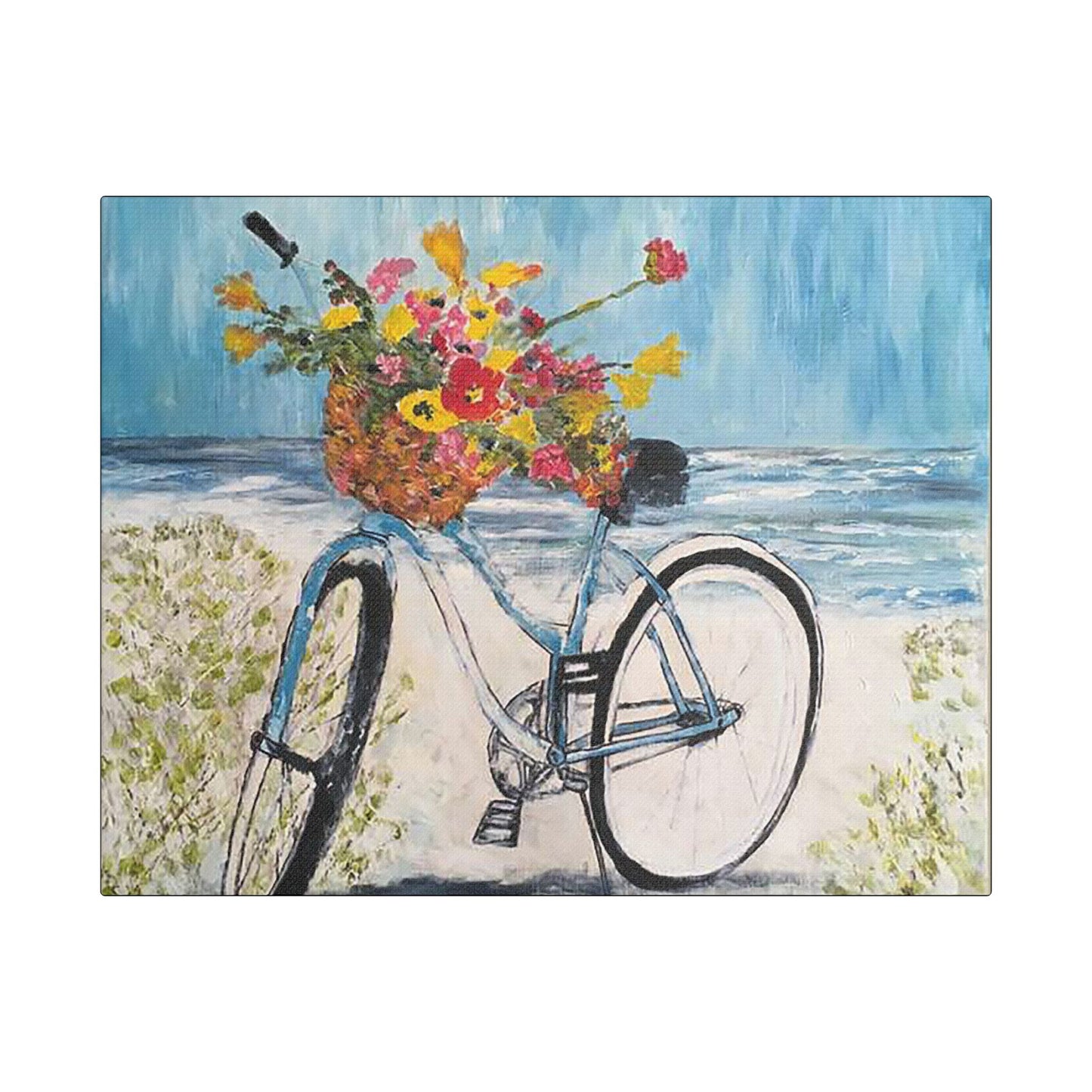 Biking on the Beach- Art- Gallery Wrapped- Satin Stretched Canvas Gallery Wraps - No Frame Needed