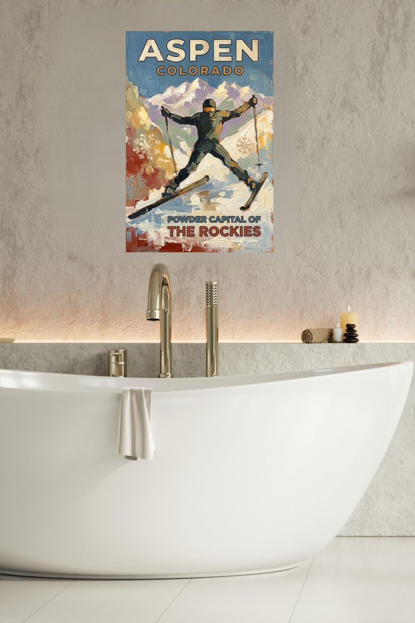 Aspen Colorado Powder Capital Of The Rockies| Snow Print| Giclee on Paper - Wood - Metal - Canvas