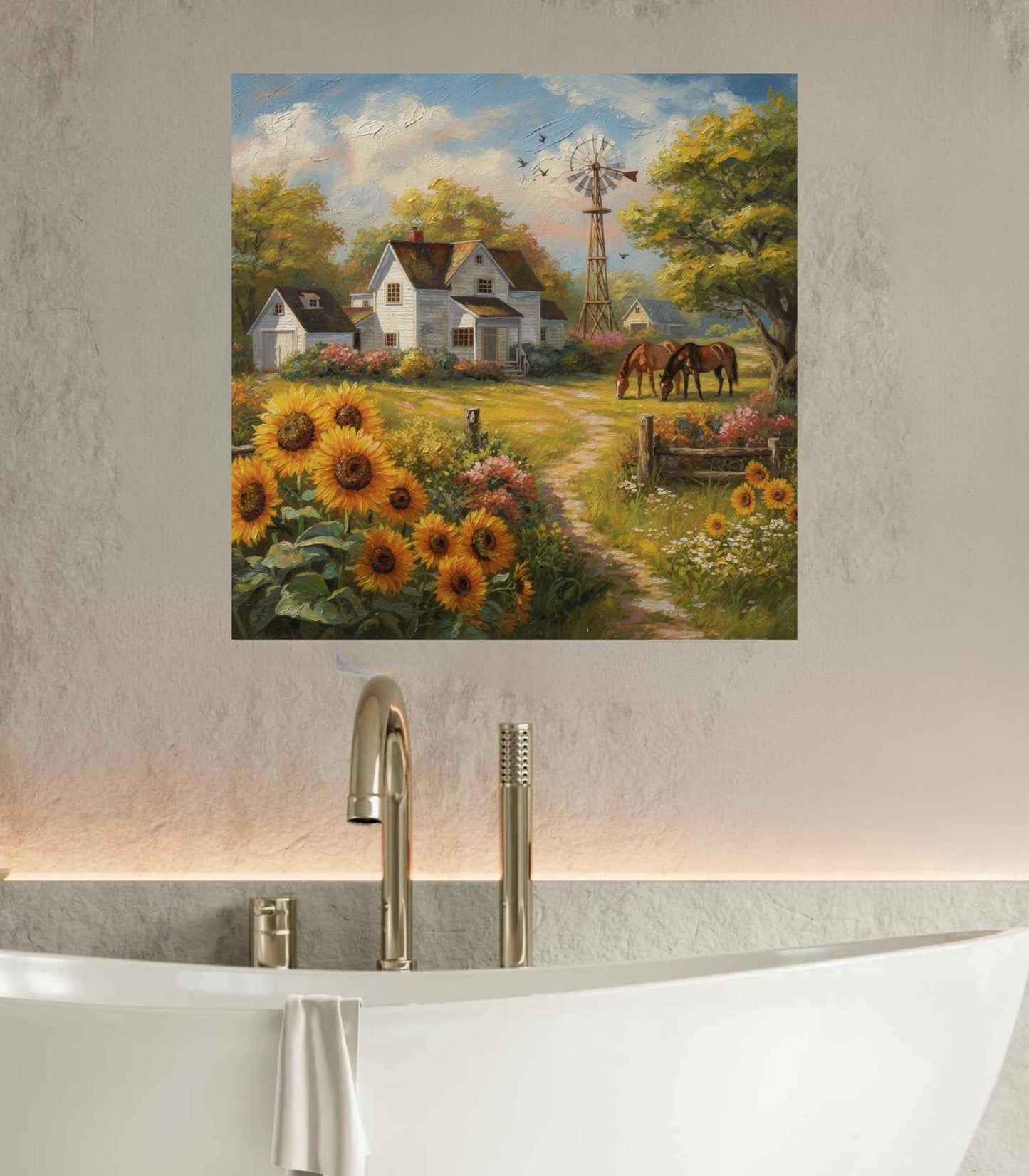 Sunflower Farm | Bee Art Prints| Farmhouse Garden Prints| Giclee Paper- Wood- Metal- Canvas