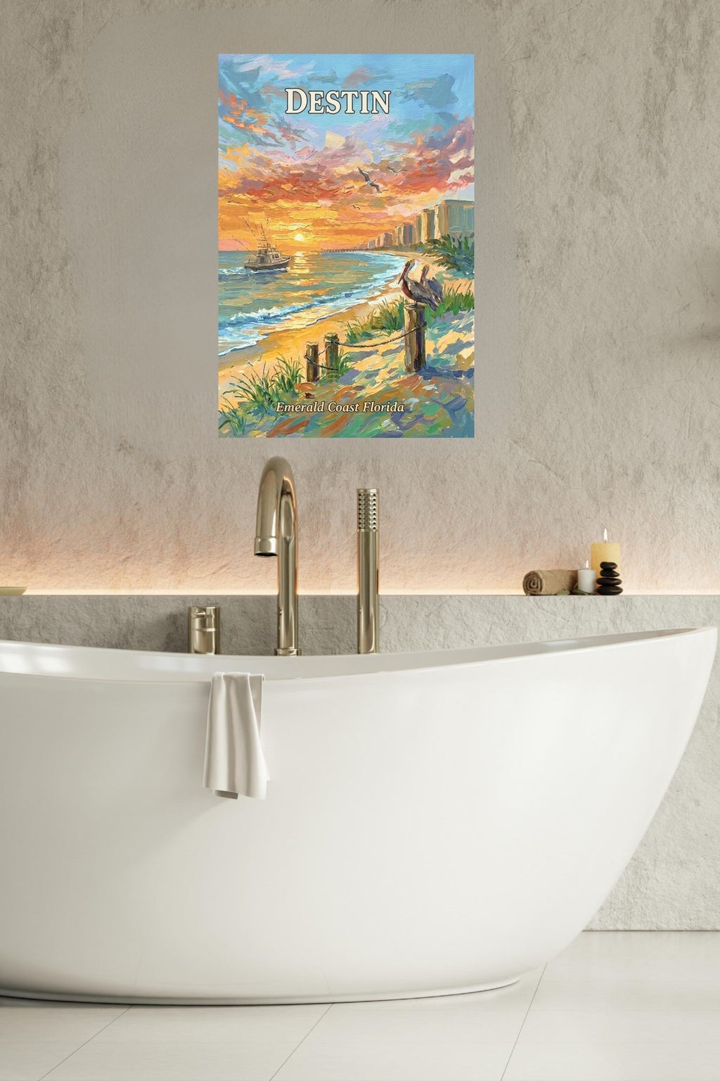 Emerald Coast Sunset In Destin| Travel Poster Art| Giclee Paper- Wood- Metal- Canvas