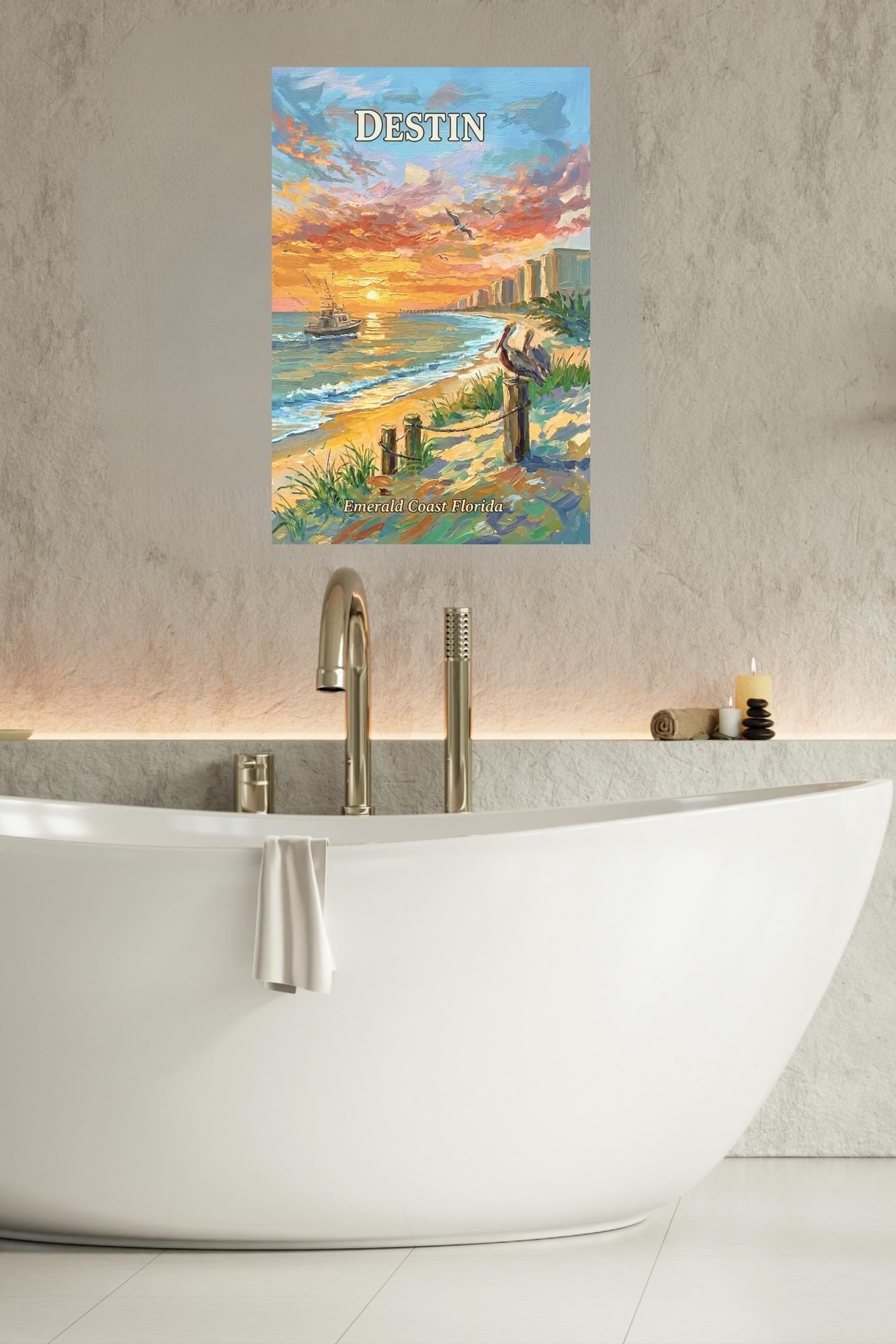 Emerald Coast Sunset In Destin| Travel Poster Art| Giclee Paper- Wood- Metal- Canvas