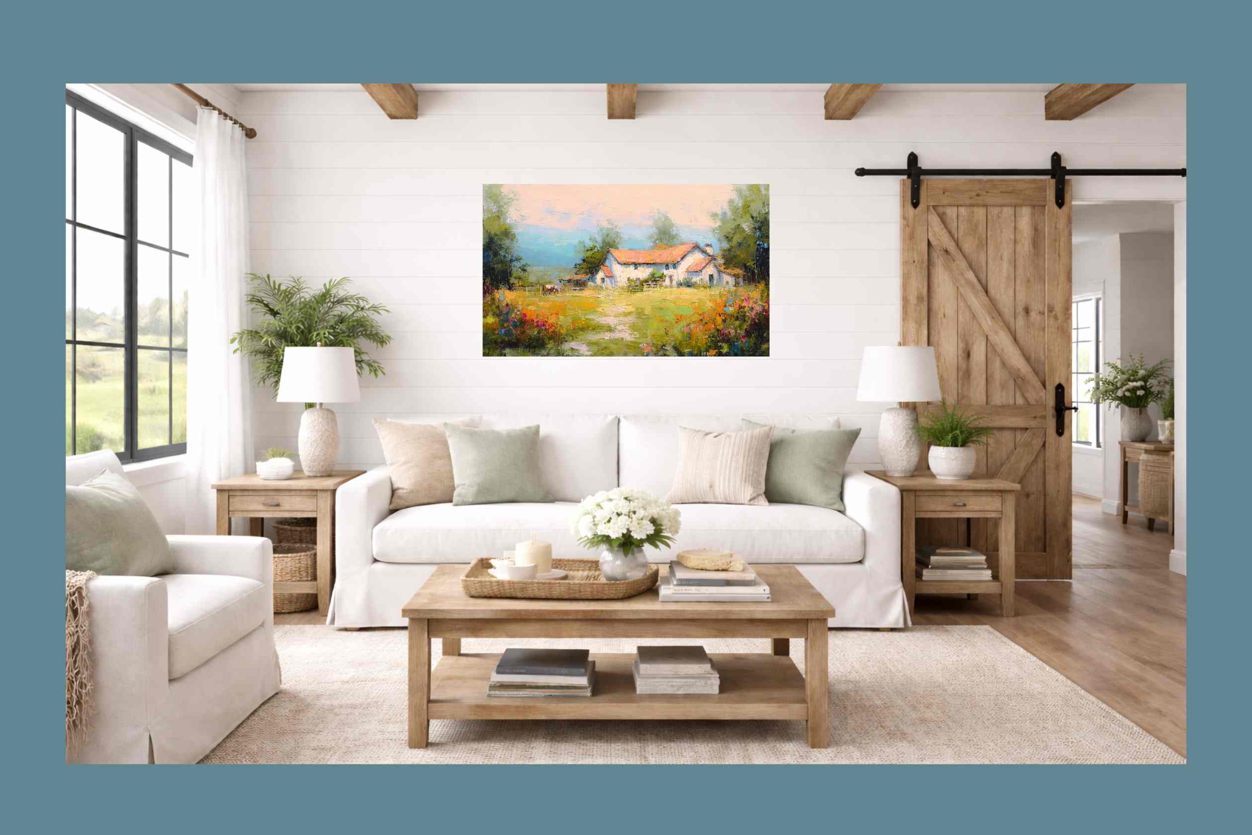 Blue Ridge Wildflower Farm| Impressionist Print| Southern Farmhouse| Wall Art, Giclée on Canvas, Wood, Metal. Fine Art Paper