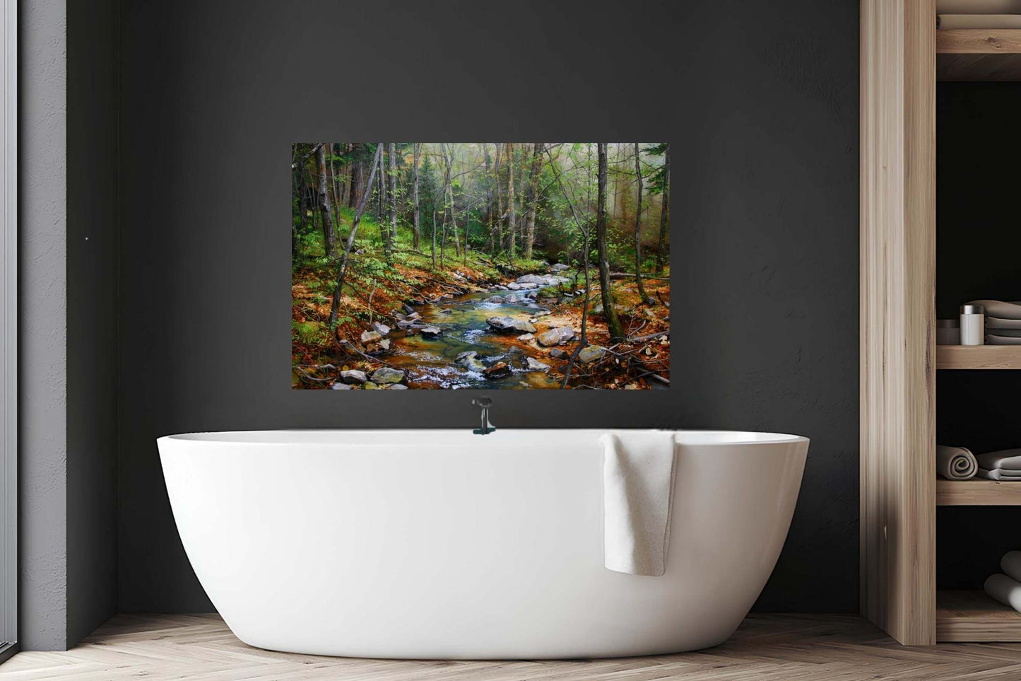 Peaceful Woodland Stream | Impressionist Print| Forest Creek Landscape | Nature Wall Art