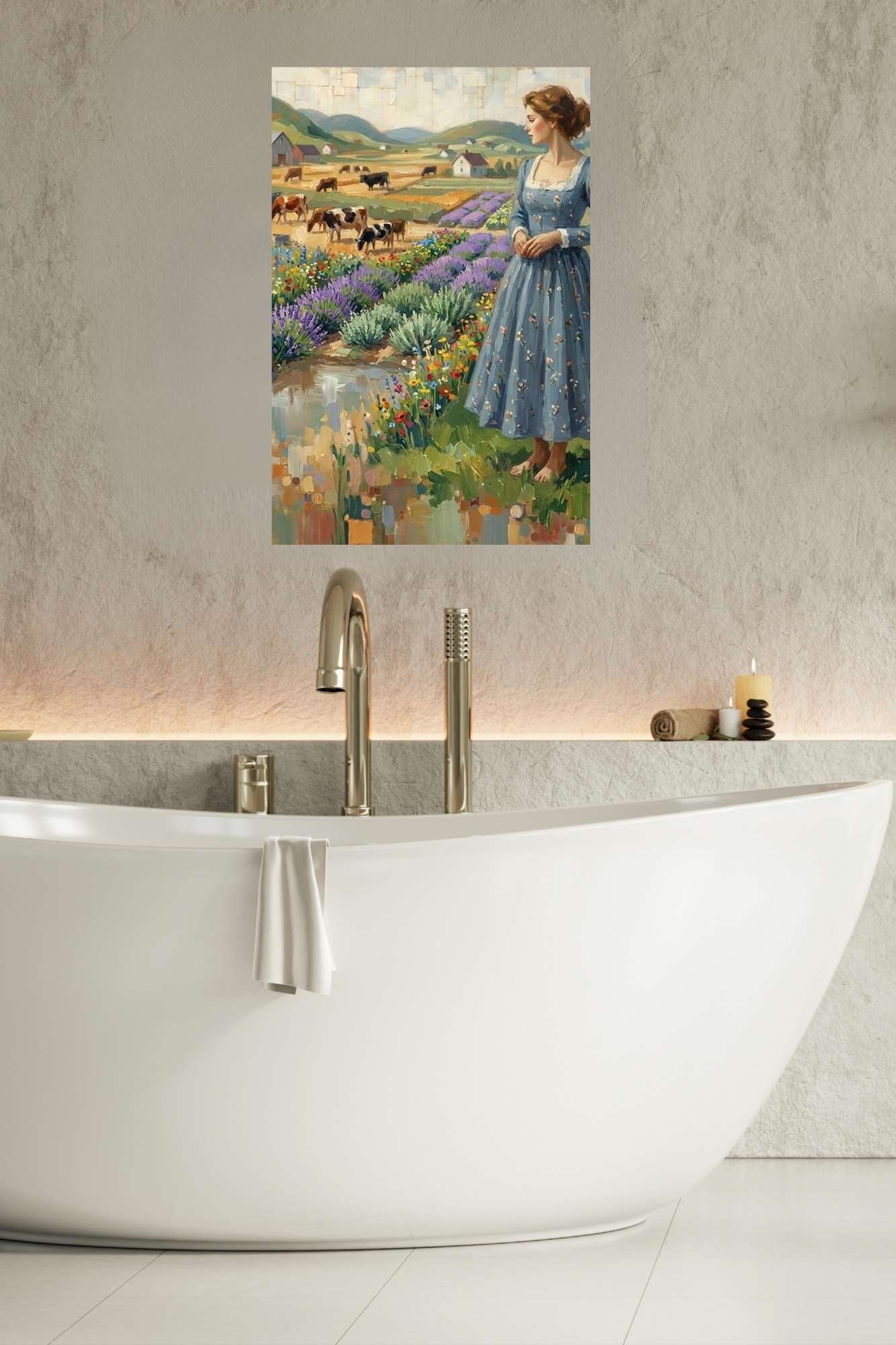 Farm Wildflowers and Pastures | Vintage Farm Landscape Art | Giclée Paper • Wood • Metal • Canvas