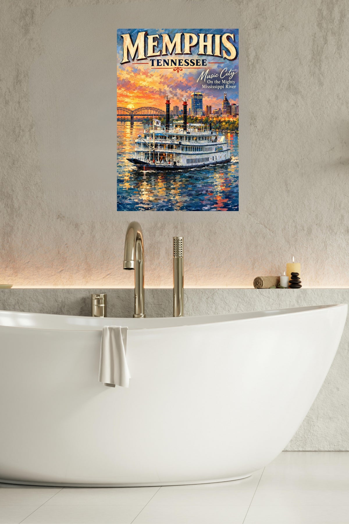 Memphis River Boat | Music City on the Mighty Mississippi | Teresa Johnson Art | Giclée Paper • Wood • Metal • Canvas