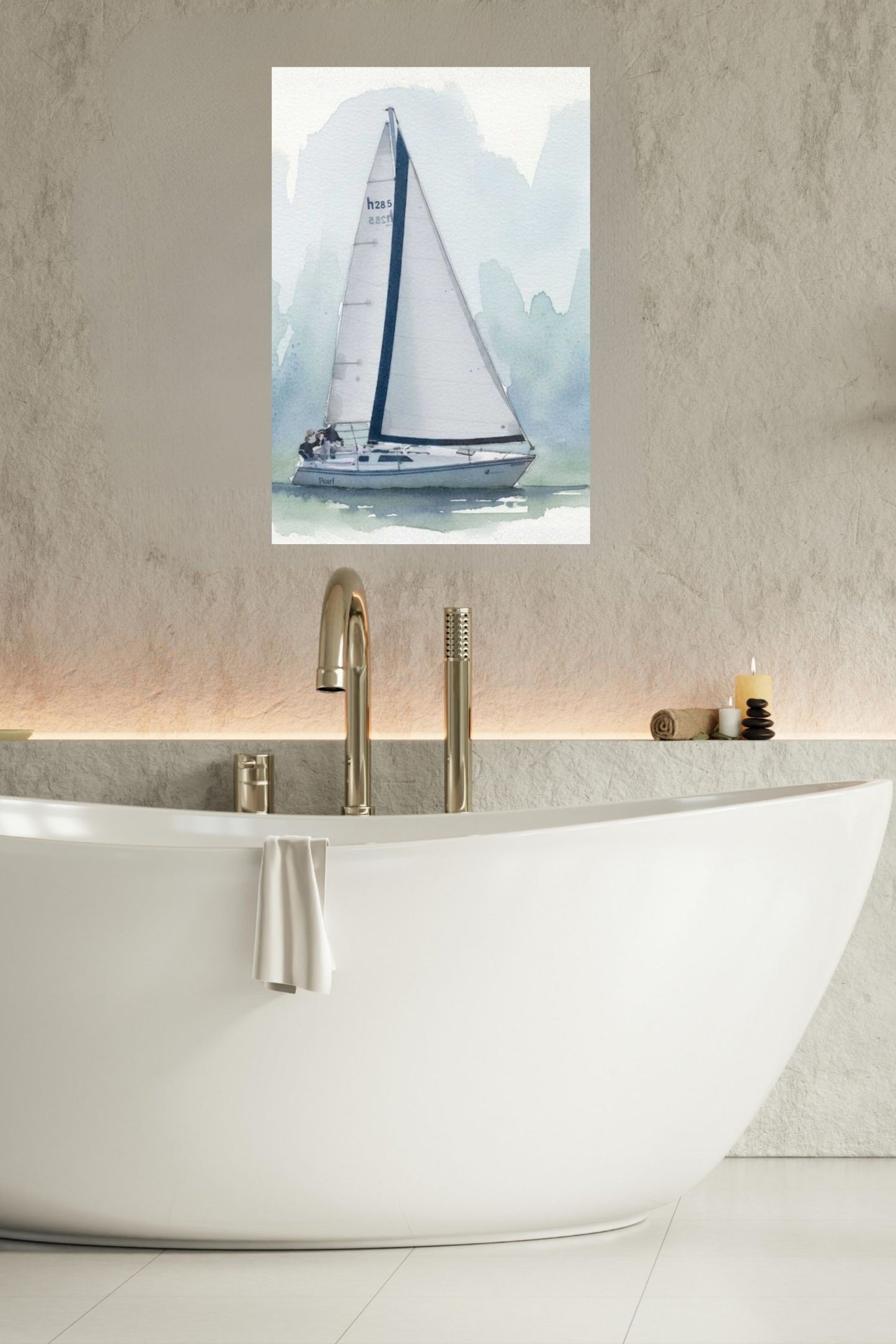 Sailing Boat | Water Sports Art| Prints, Giclee Paper, Giclee Canvas, Birch Wood, and Metal Panels