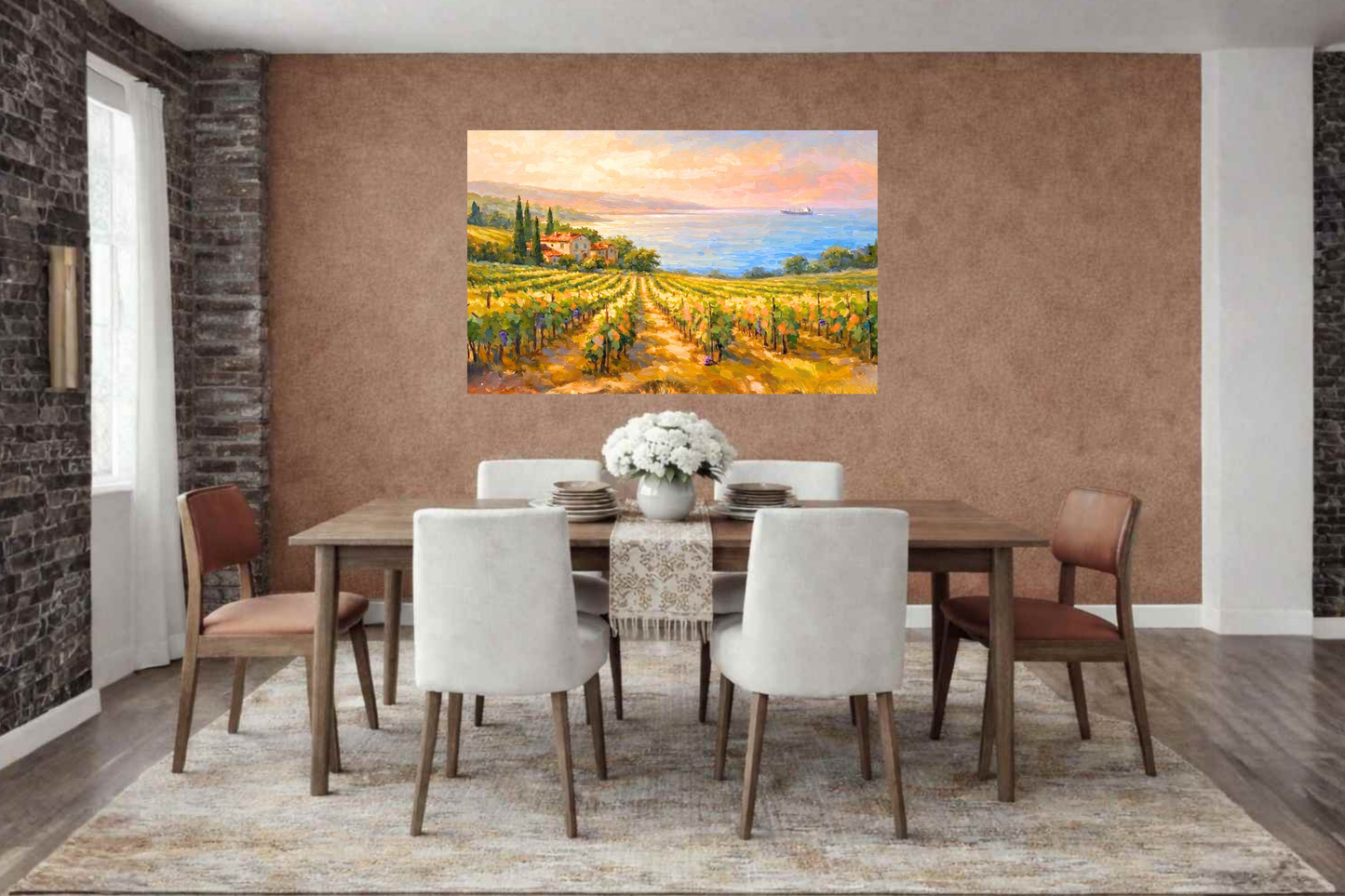 Mediterranean Vineyard by the Sea | Wine Country Art | Giclée Paper • Canvas • Birch Wood • Metal Panels
