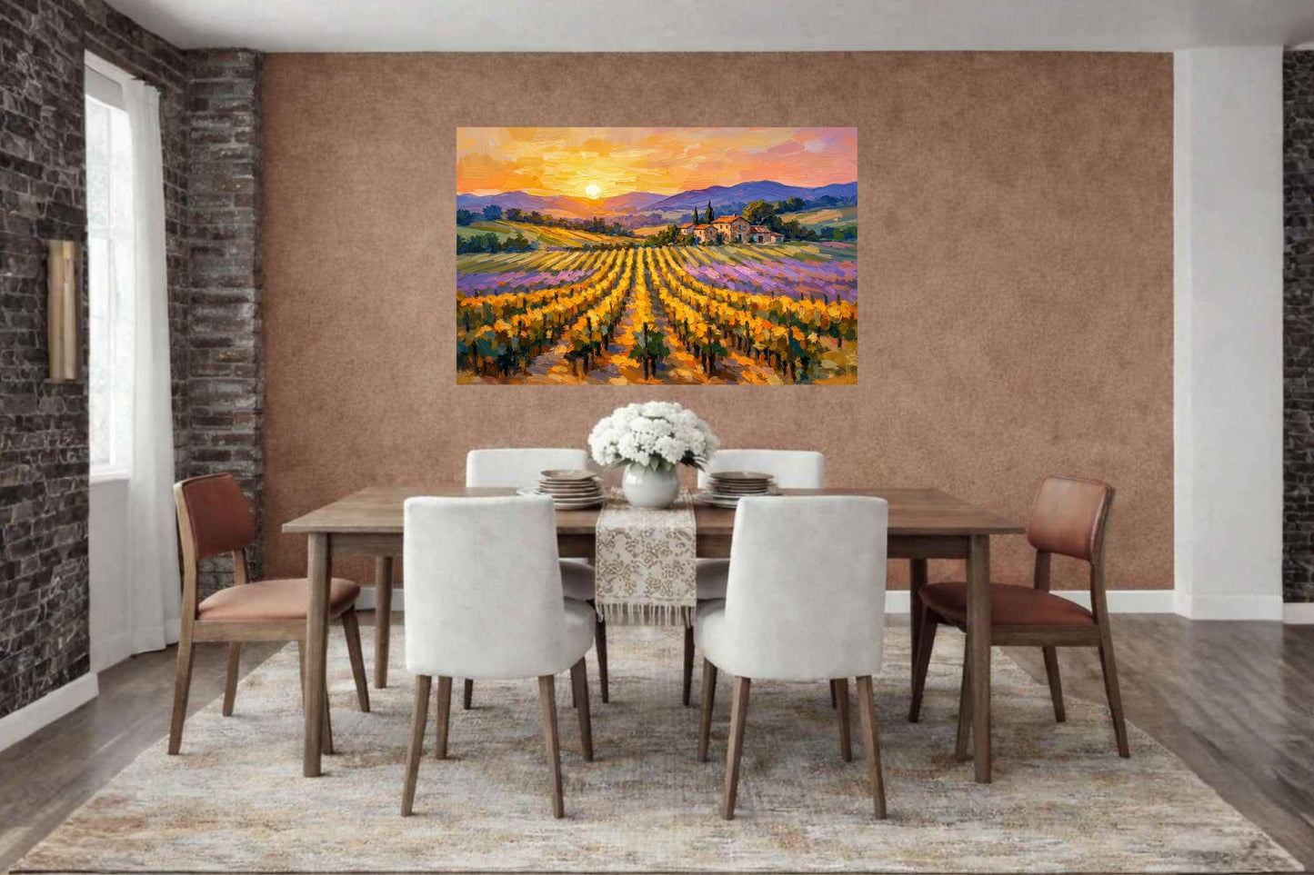 Golden French Vineyard at Sunset | Wine Country Art | Giclée Paper • Canvas • Birch Wood • Metal Panels