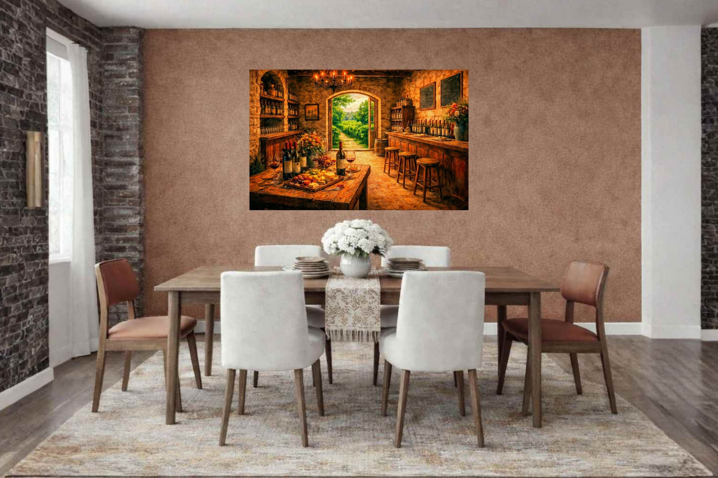 Rustic Wine Tasting Room | Wine Country Art | Giclée Paper • Canvas • Birch Wood • Metal Panels