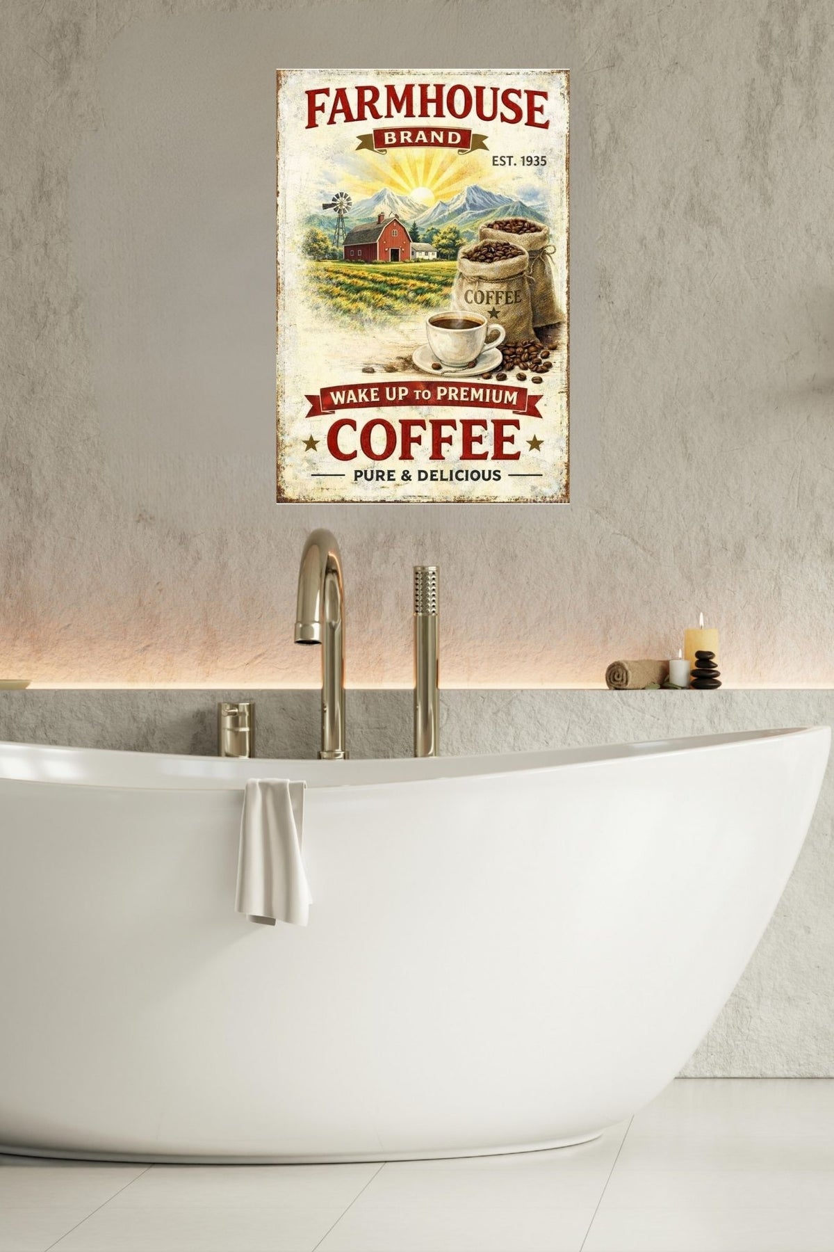 Farmhouse Morning Coffee | Vintage Coffee Sign Wall Art | Prints on Paper, Canvas, Wood or Metal