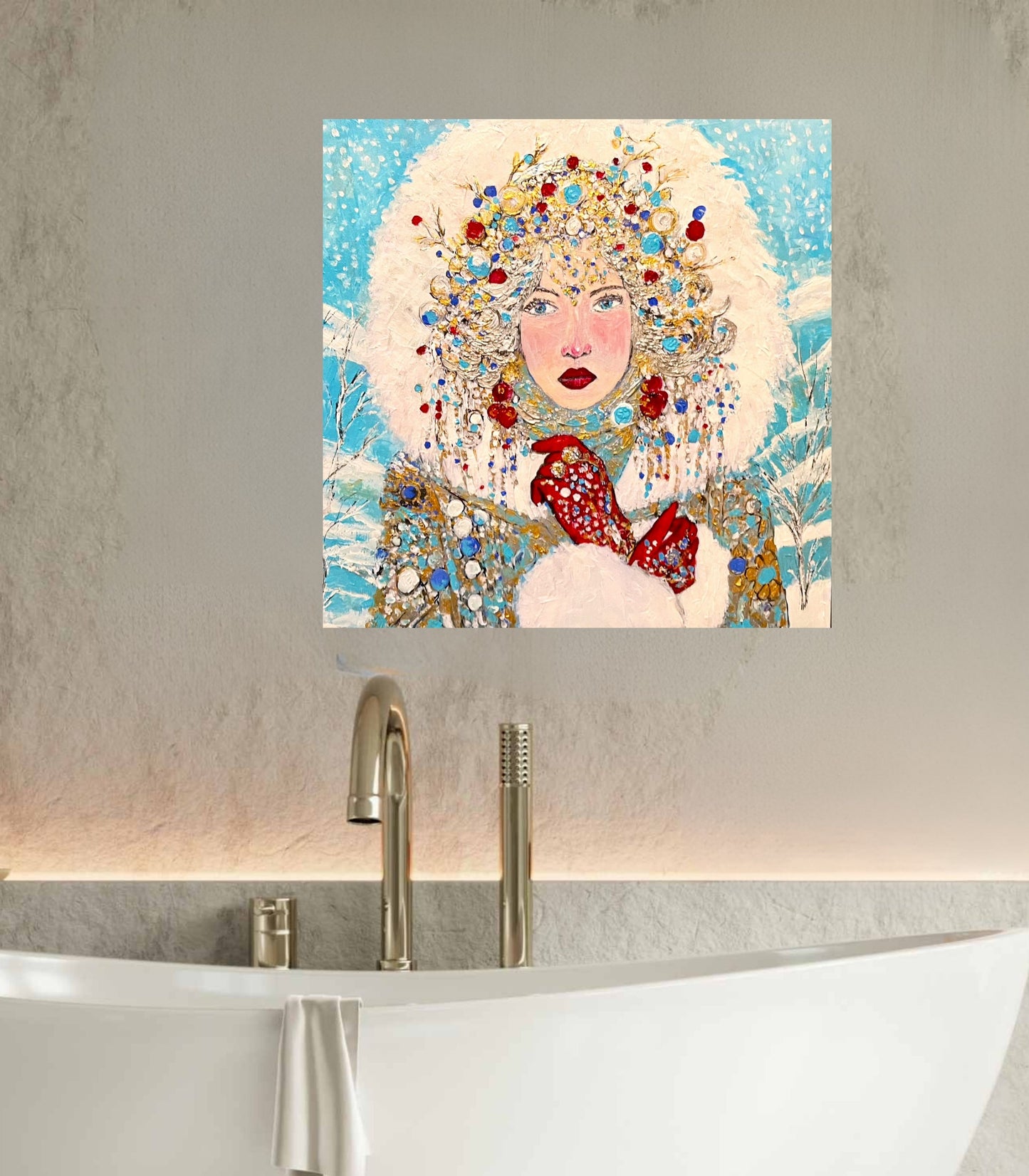 The Queen of Winter| Snow Beauty| Jewel Art| Giclee Paper- Wood- Metal- Canvas