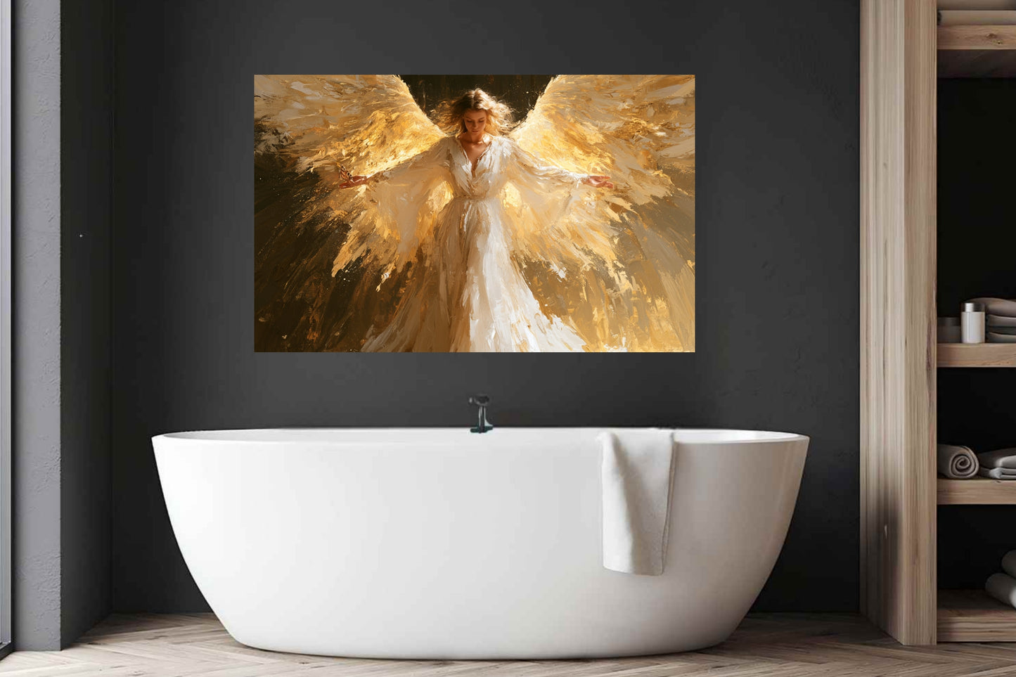 Wrapped In His Light | Angel Art | Christian Wall Decor | Heavenly Angel Print | Spiritual Art