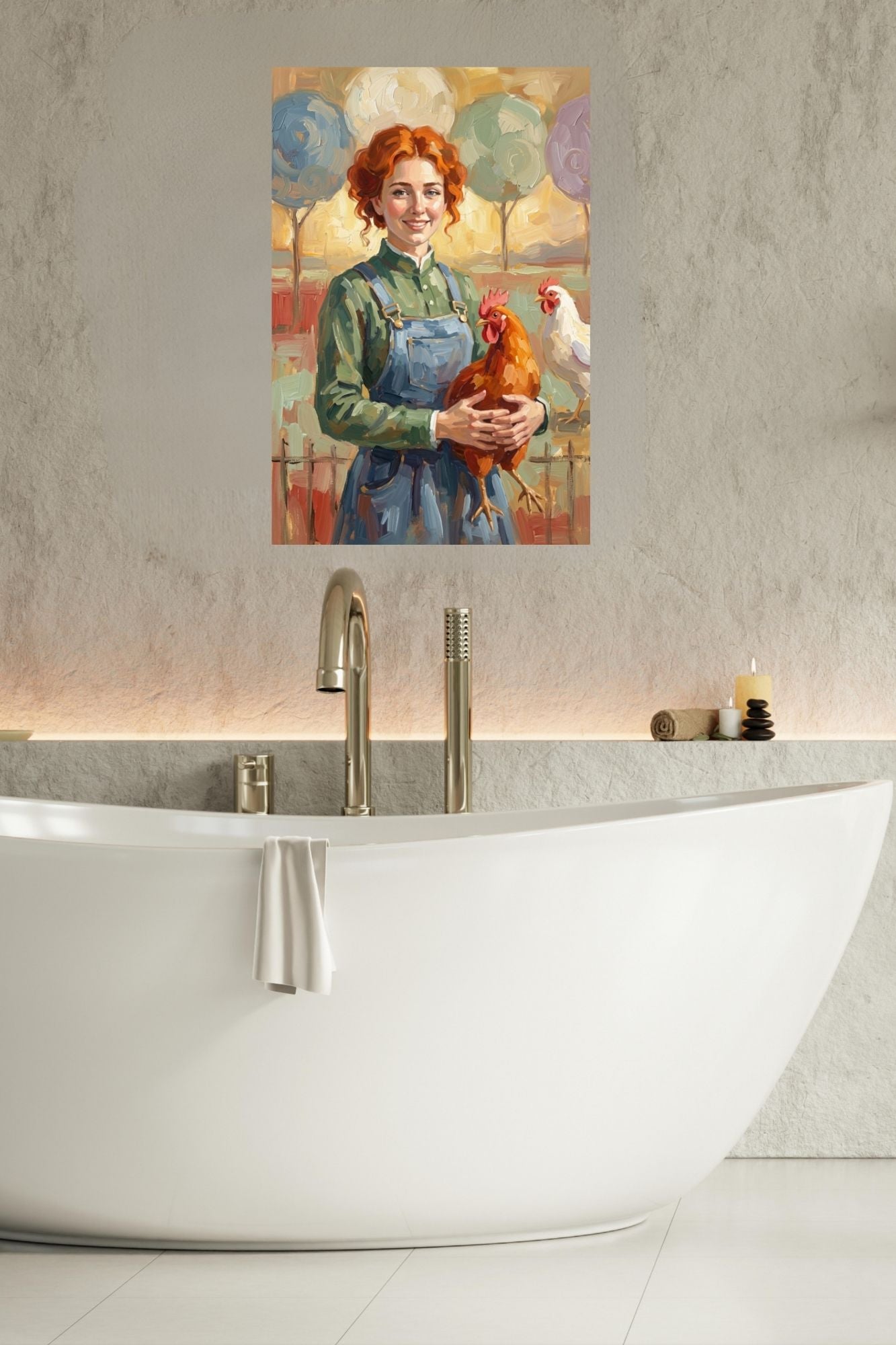 Modern Farm Woman| Farm-Chicken Art| Giclee Paper- Wood- Metal- Canvas