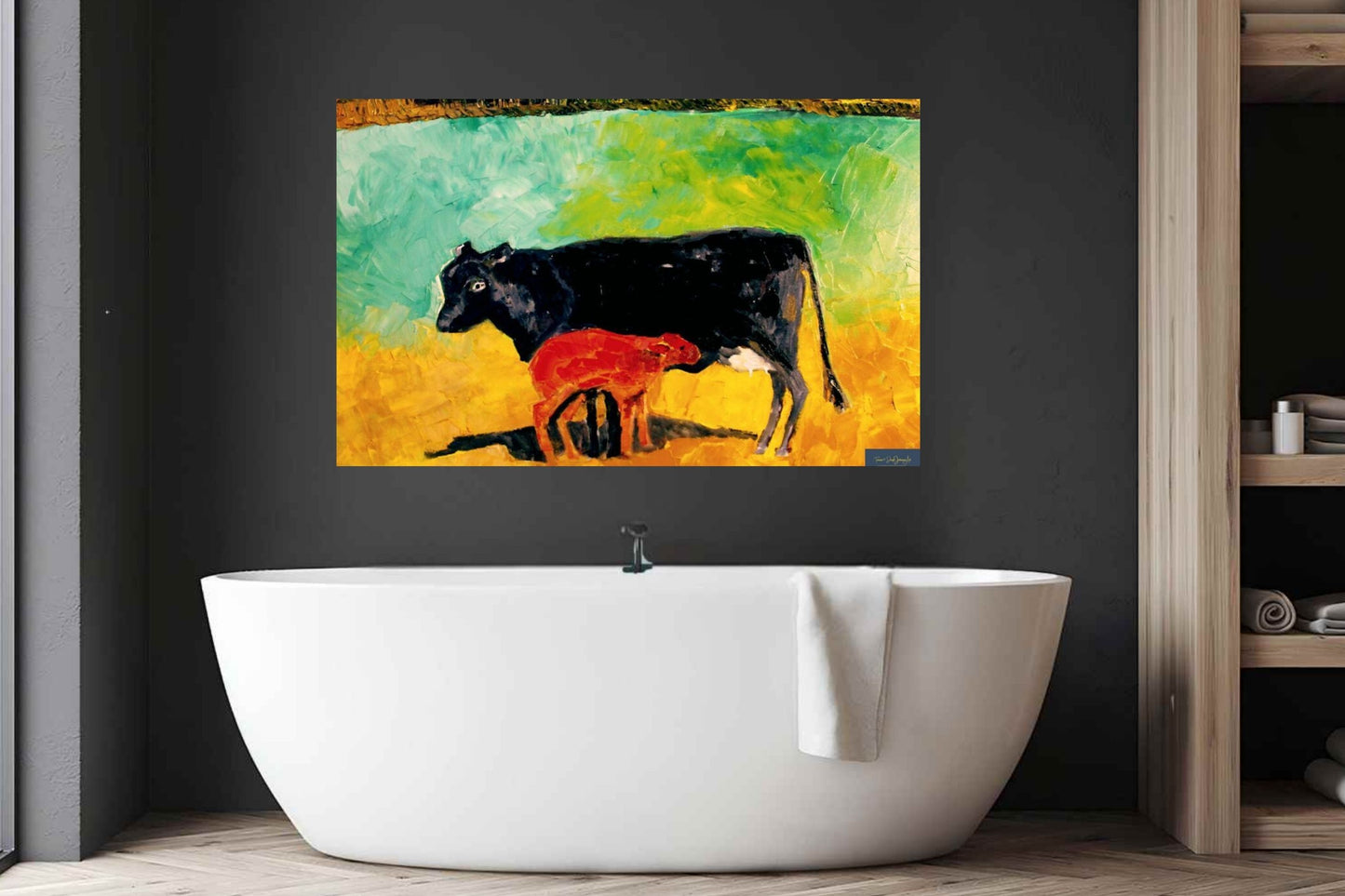Allison's Cow and Calf Fine| Original Teresa Johnson Print | Western Decor |-Giclee Paper- Wood- Metal- Canvas