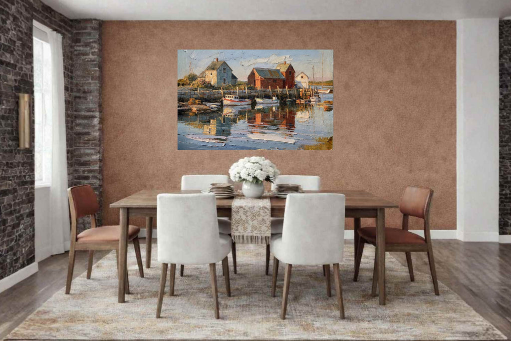 New England Boating| Coastal Homes and Ships Art| Giclee Paper- Wood- Metal- Canvas