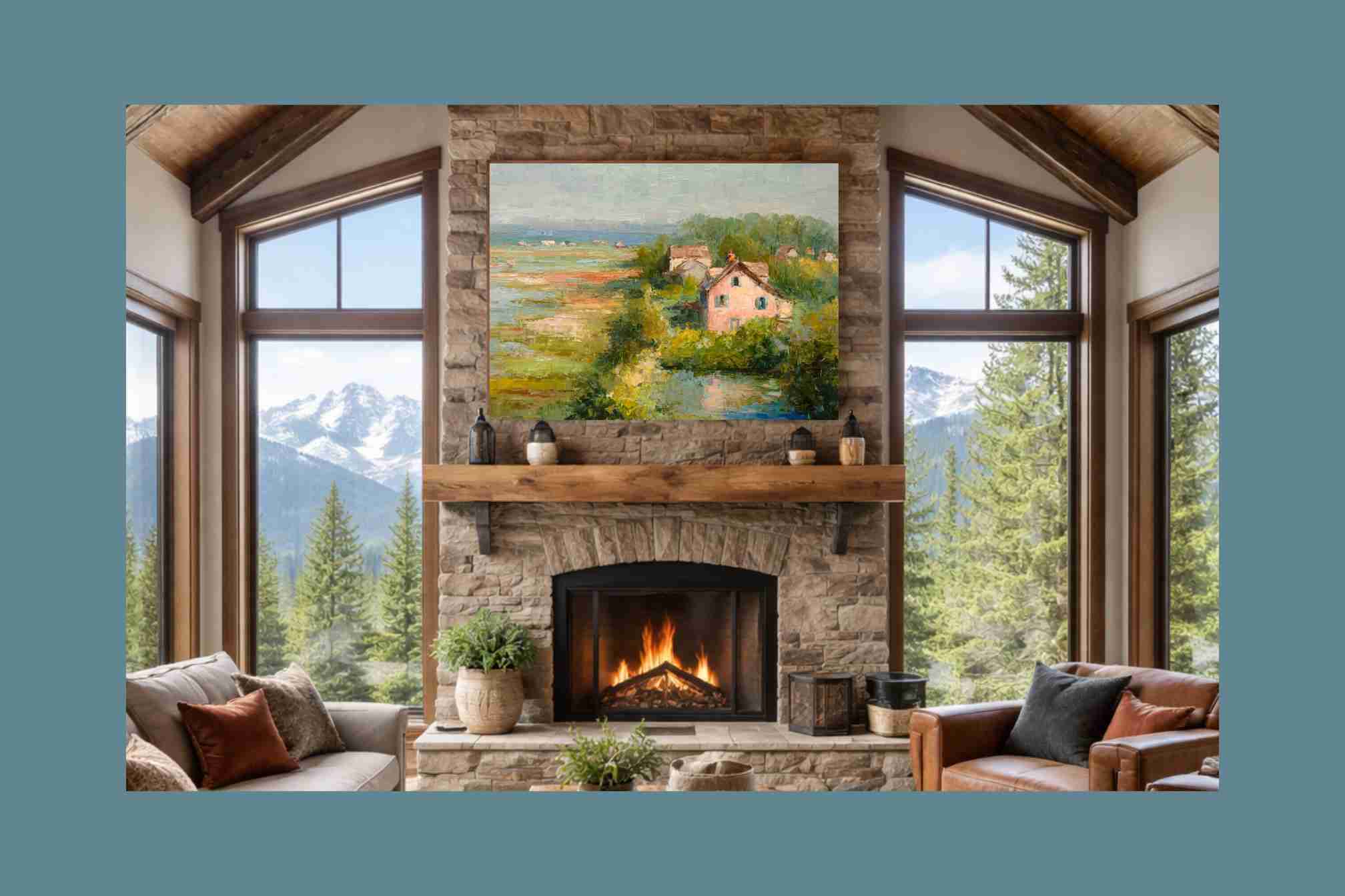 The Pink Cottage | Impressionist Print| Marsh Cottage Art| Coastal Wall Art| Giclée on Canvas, Wood, Metal & Fine Art Paper