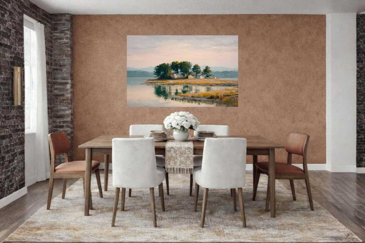 Coastal Point | Coastal Print| Landscape Art Print | Serene Island art| Impressionist Seascape | Beach House Wall Art | Lake & Coastal Decor