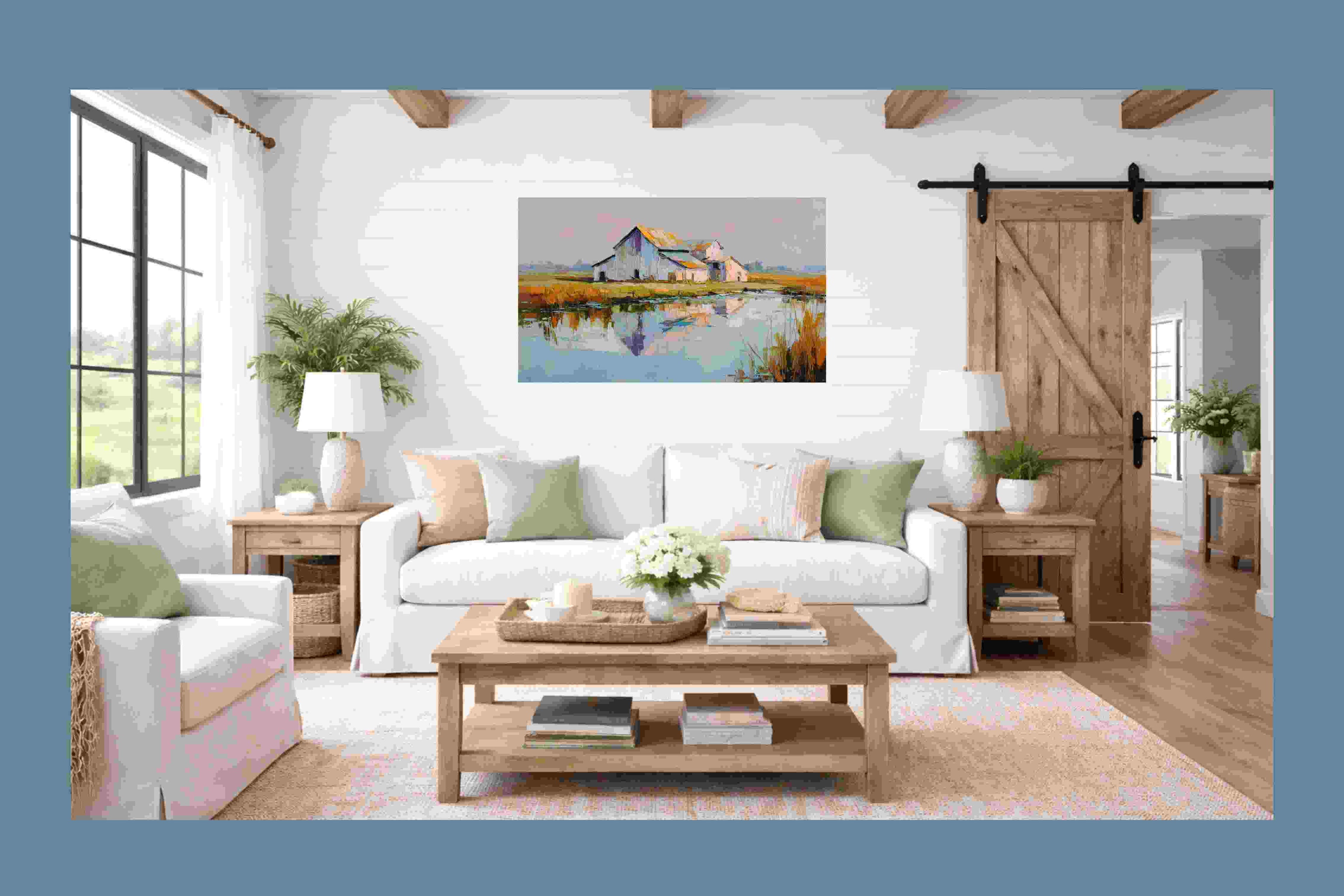 Still Water Farm | Impressionist Print| Barn Reflection Print| Farmhouse Art| Giclée on Canvas, Wood, Metal & Fine Art Paper
